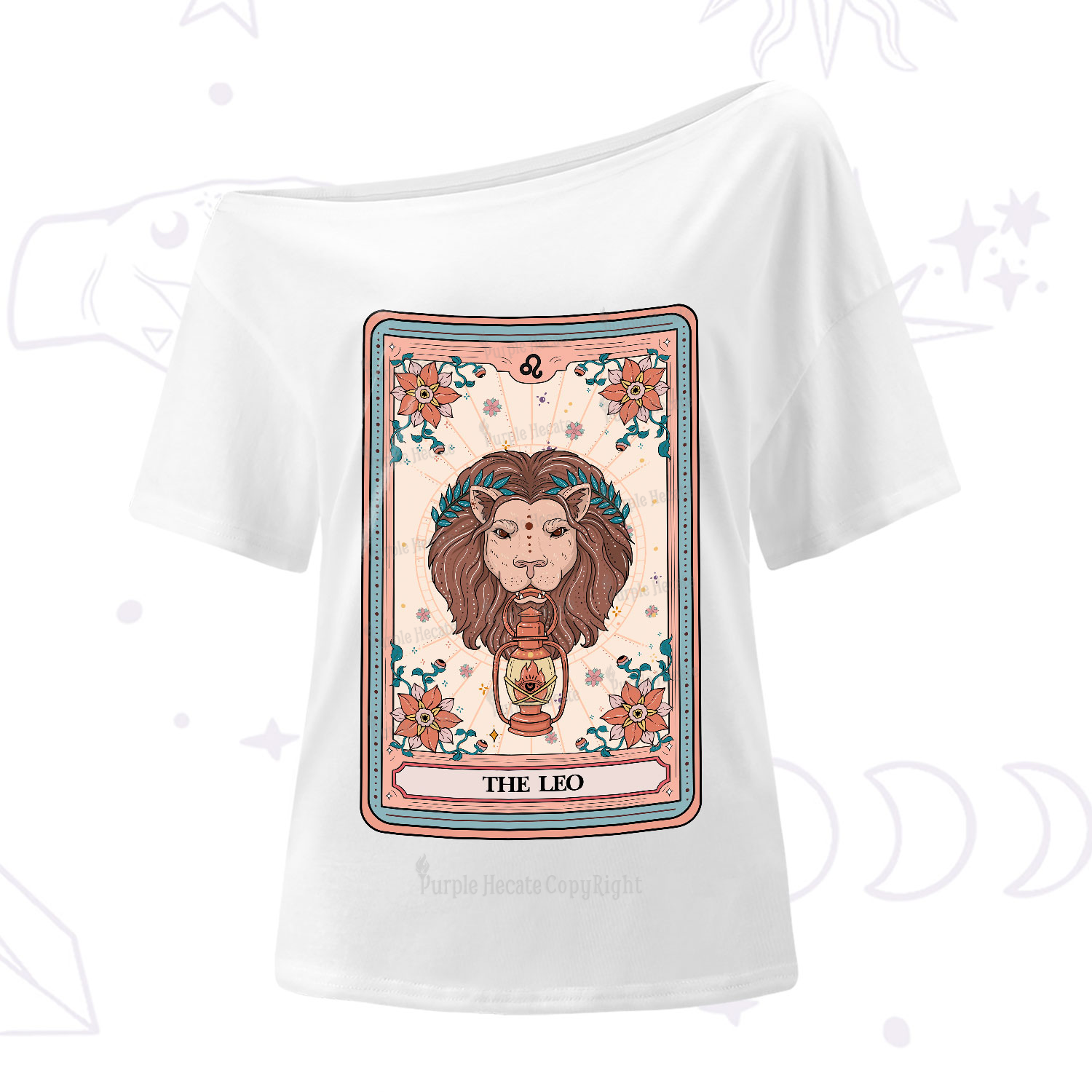 Purplehecate The Leo Tarot Card One-Shoulder T-Shirt