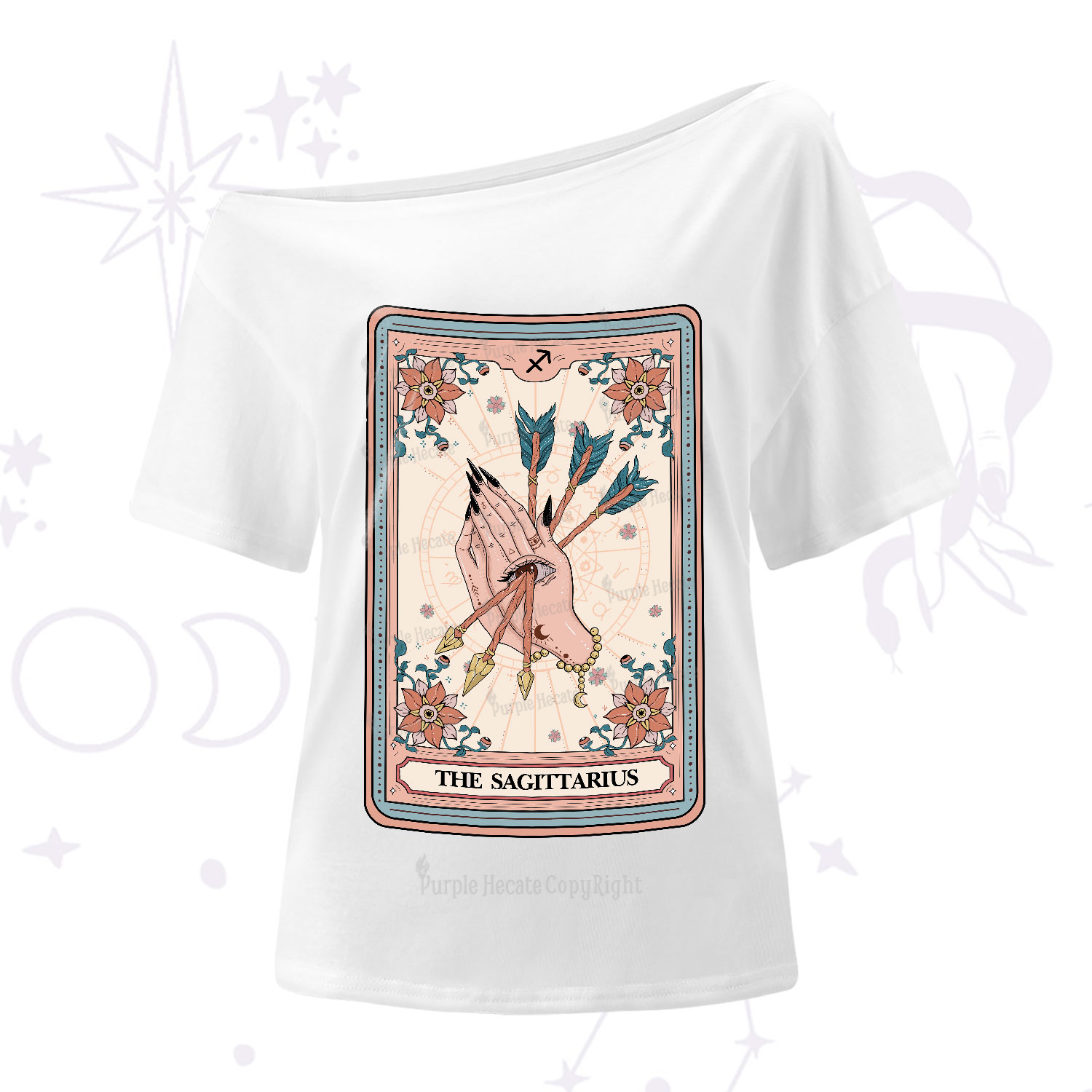 Purplehecate The Sagittarius Tarot Card One-Shoulder T-Shirt