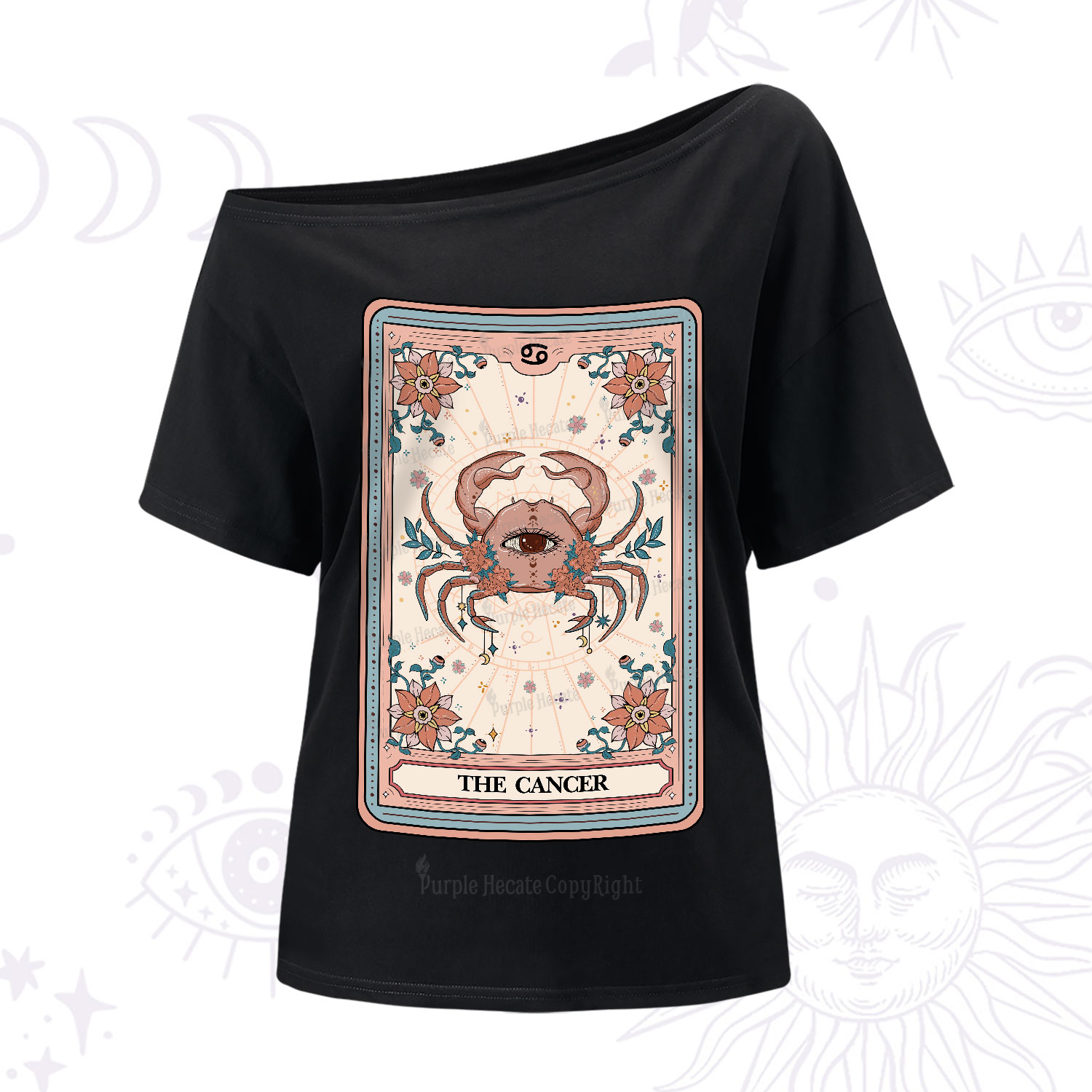 Purplehecate The Cancer Tarot Card One-Shoulder T-Shirt