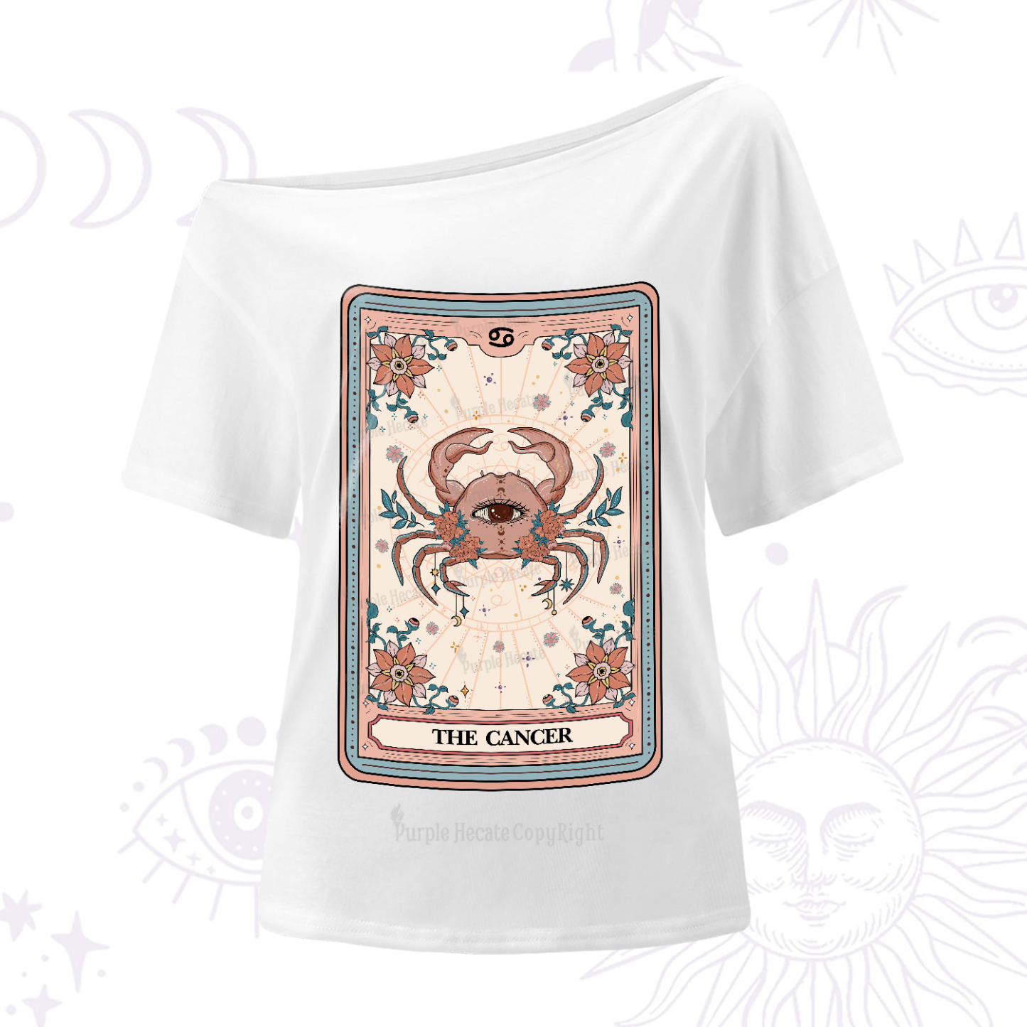 Purplehecate The Cancer Tarot Card One-Shoulder T-Shirt