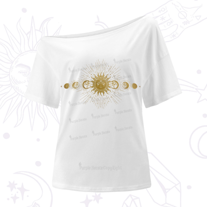 Purplehecate Mystical Moon And Sun One-Shoulder T-Shirt