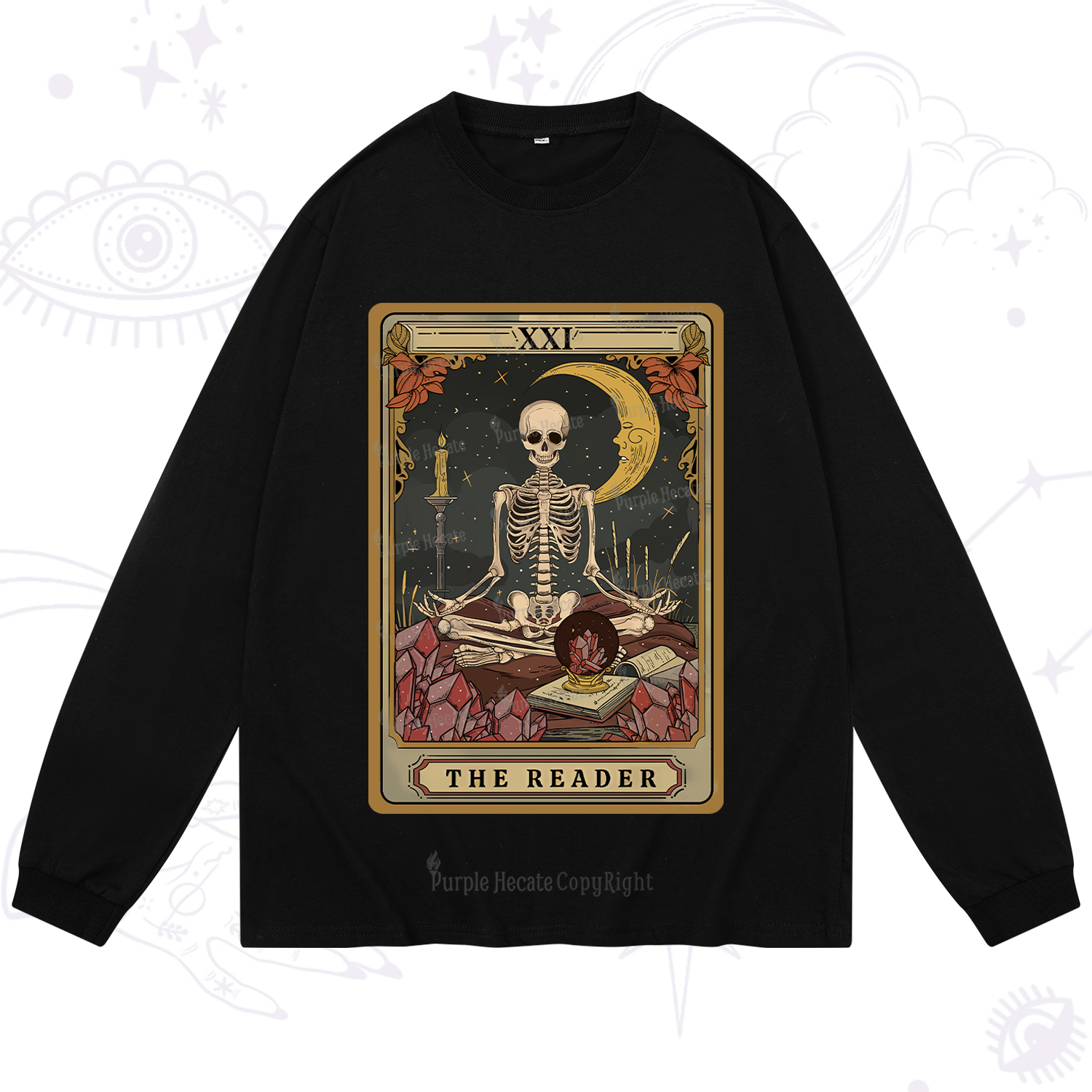 Purplehecate The Reader Tarot Long Sleeve T-Shirt