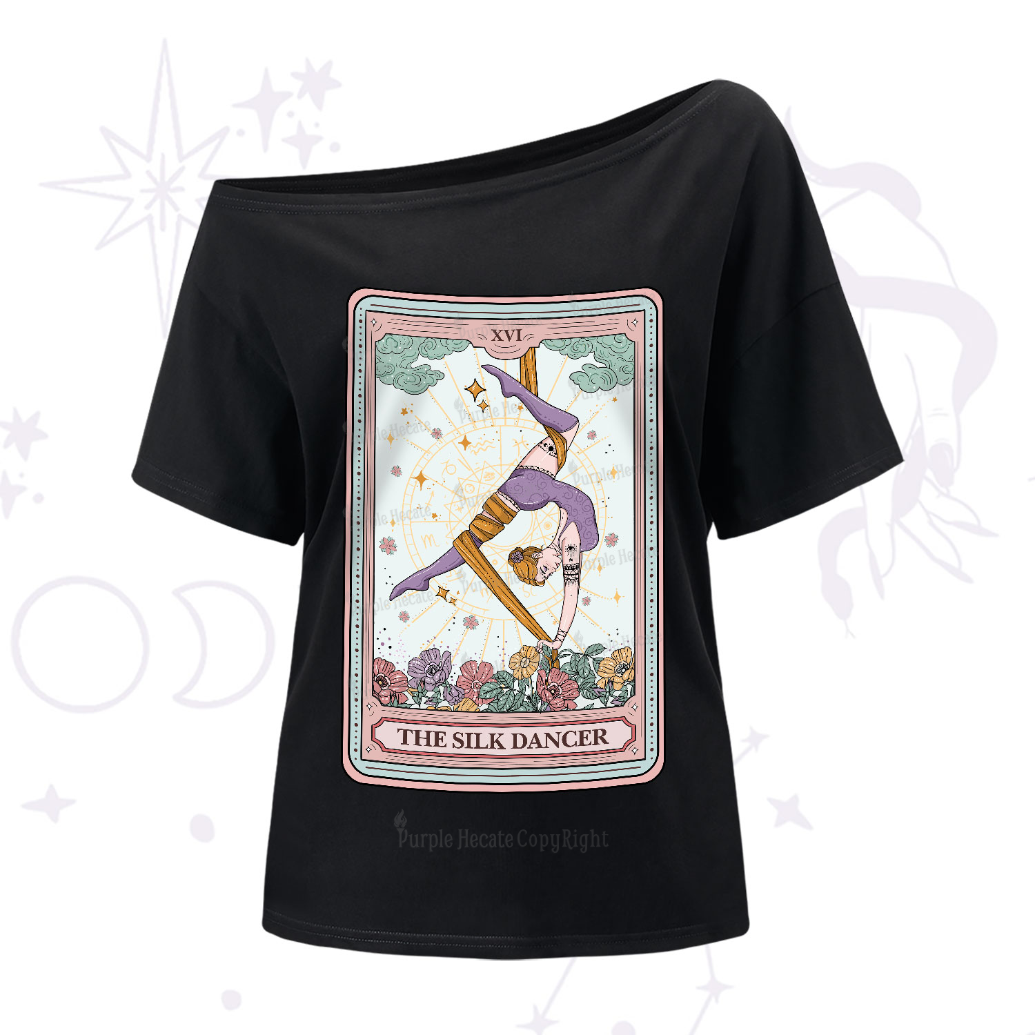 Purplehecate The Silk Dancer Tarot Card One-Shoulder T-Shirt