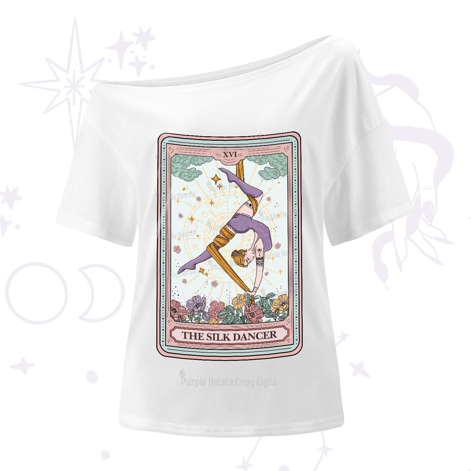 Purplehecate The Silk Dancer Tarot Card One-Shoulder T-Shirt