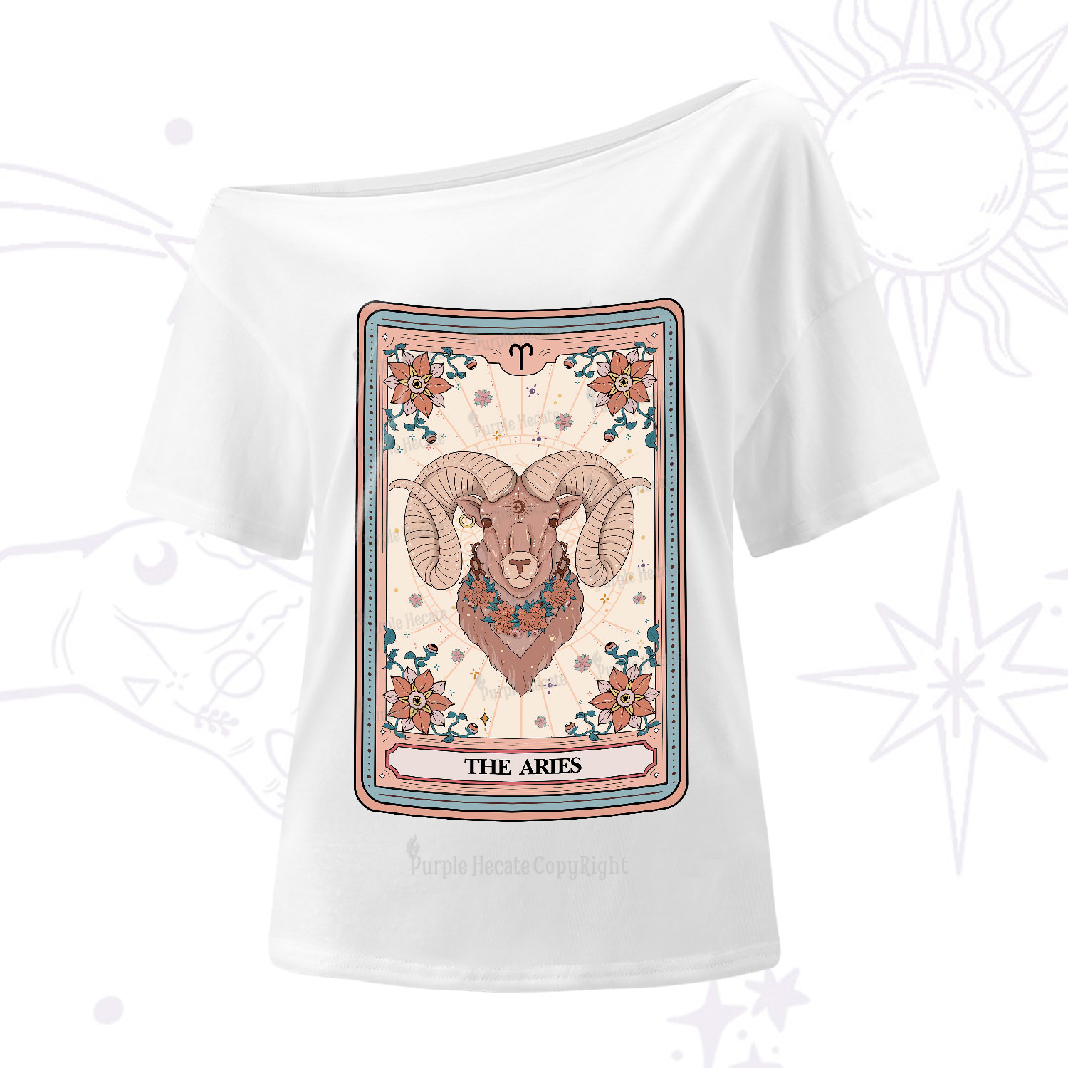 Purplehecate The Aries Tarot Card One-Shoulder T-Shirt