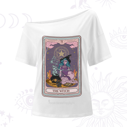 Purplehecate The Alchemy Witch Tarot Card One-Shoulder T-Shirt