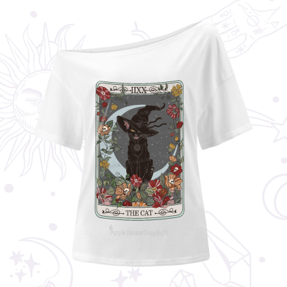 Purplehecate The Cat Tarot Card One-Shoulder T-Shirt