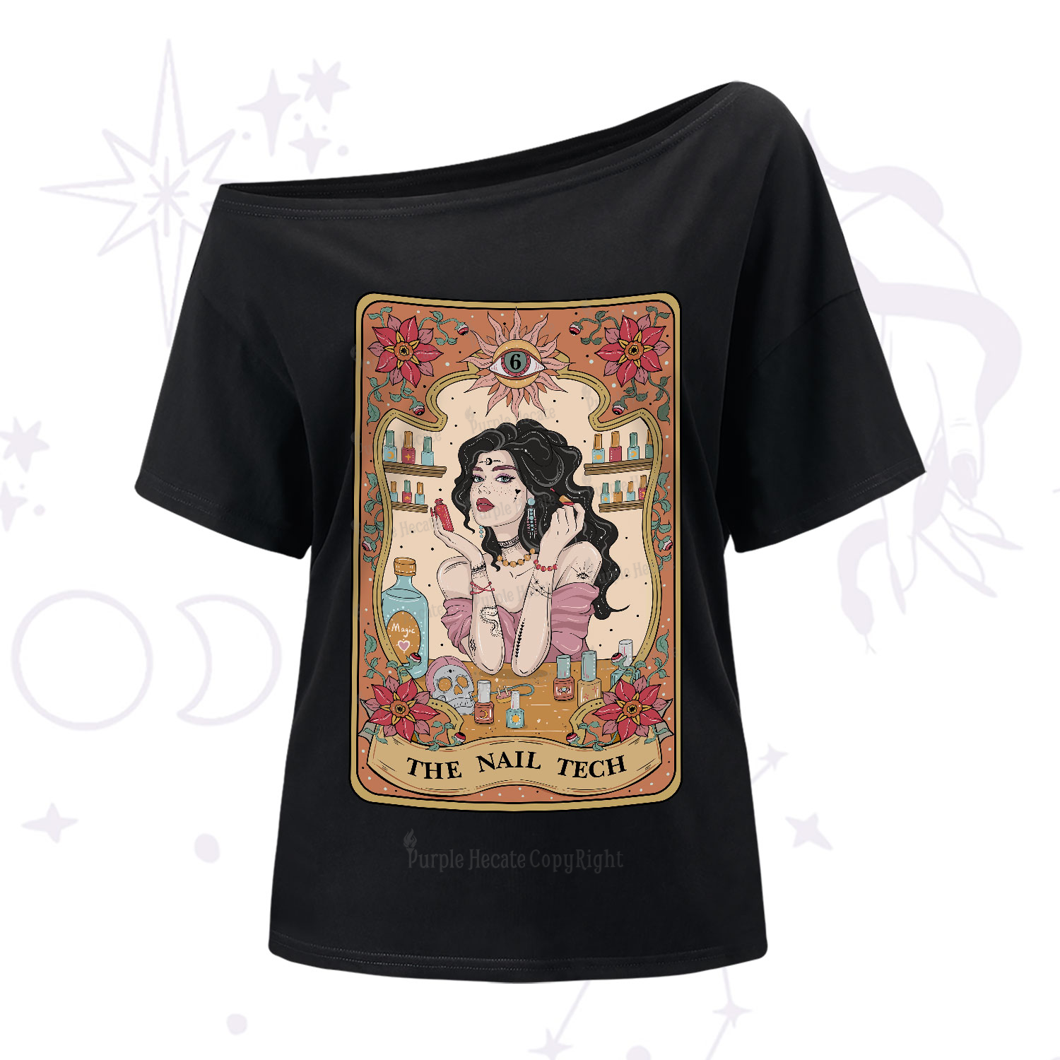 Purplehecate The Nail Tech Tarot One-Shoulder T-Shirt