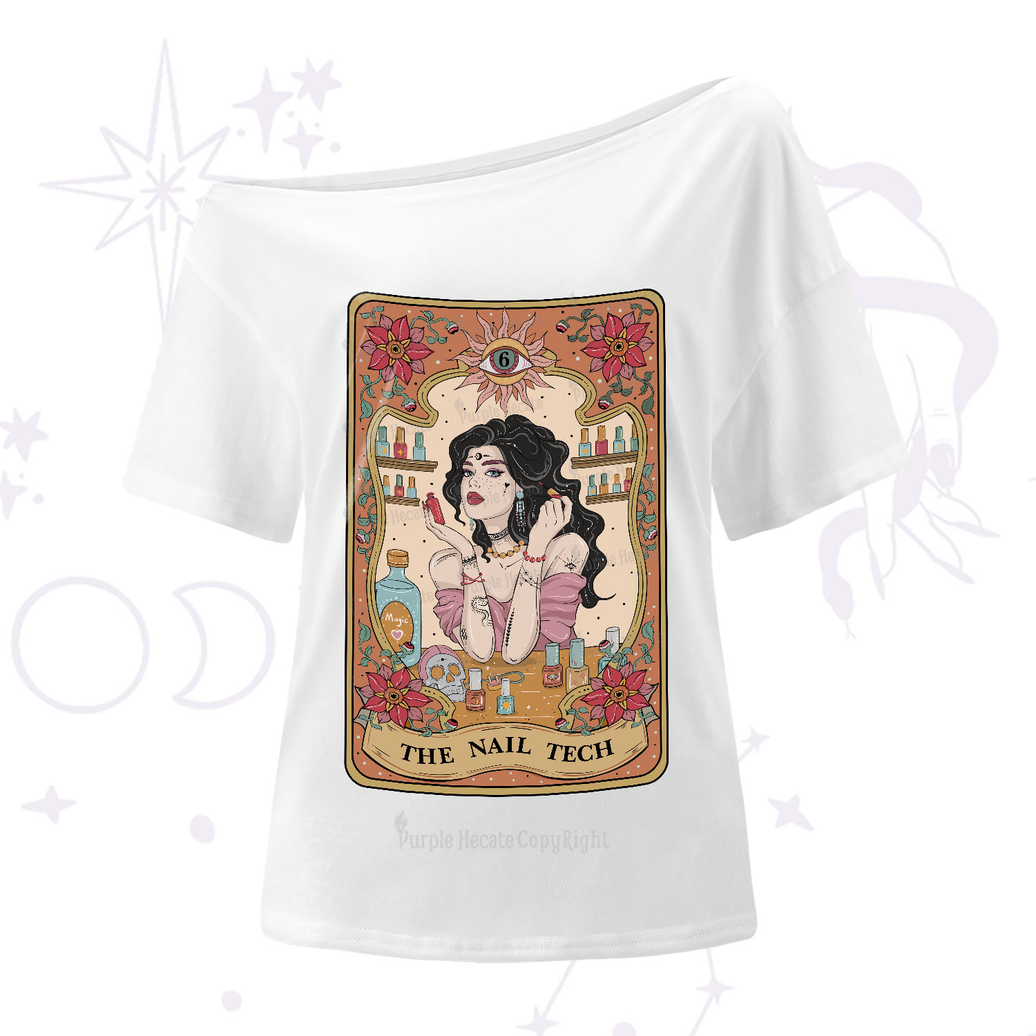 Purplehecate The Nail Tech Tarot One-Shoulder T-Shirt
