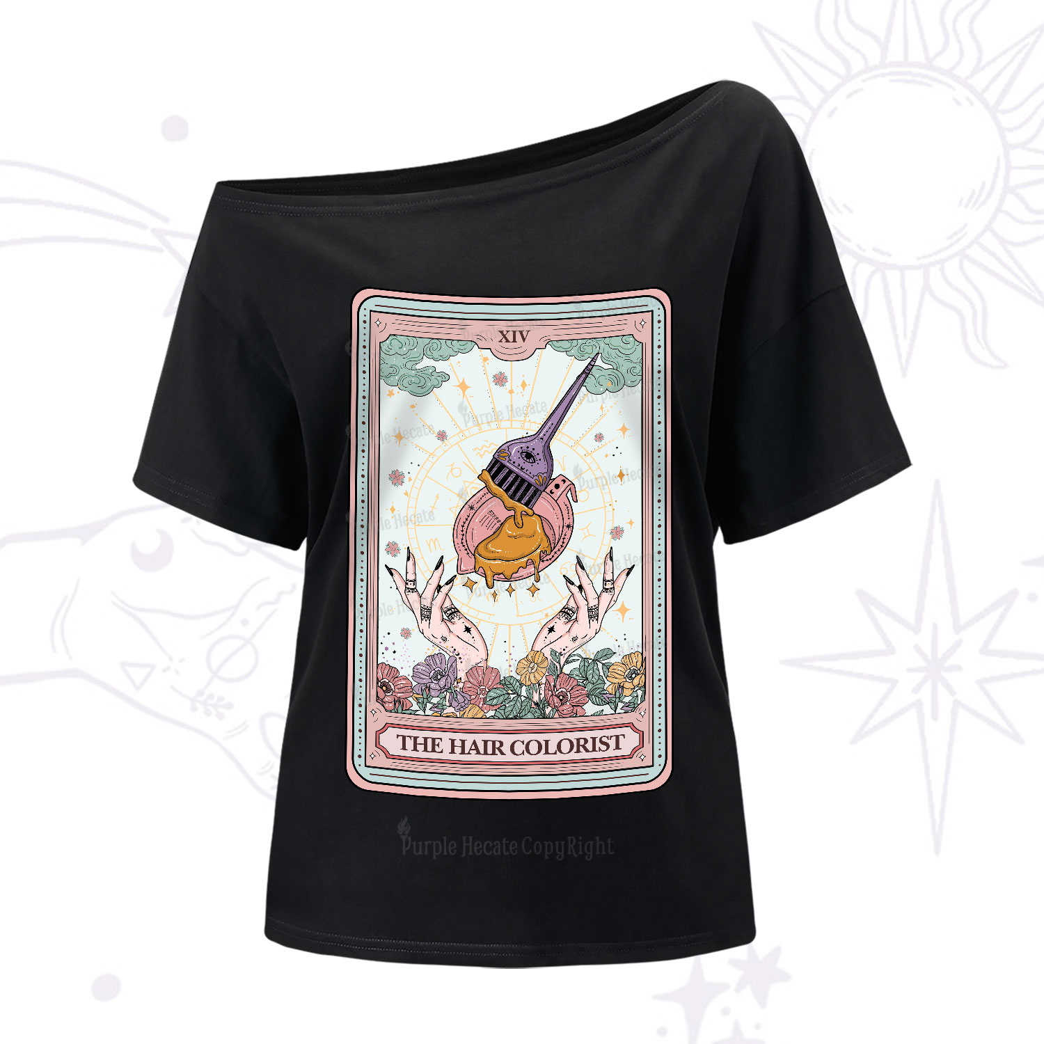Purplehecate The Hail Colorist Tarot Card One-Shoulder T-Shirt