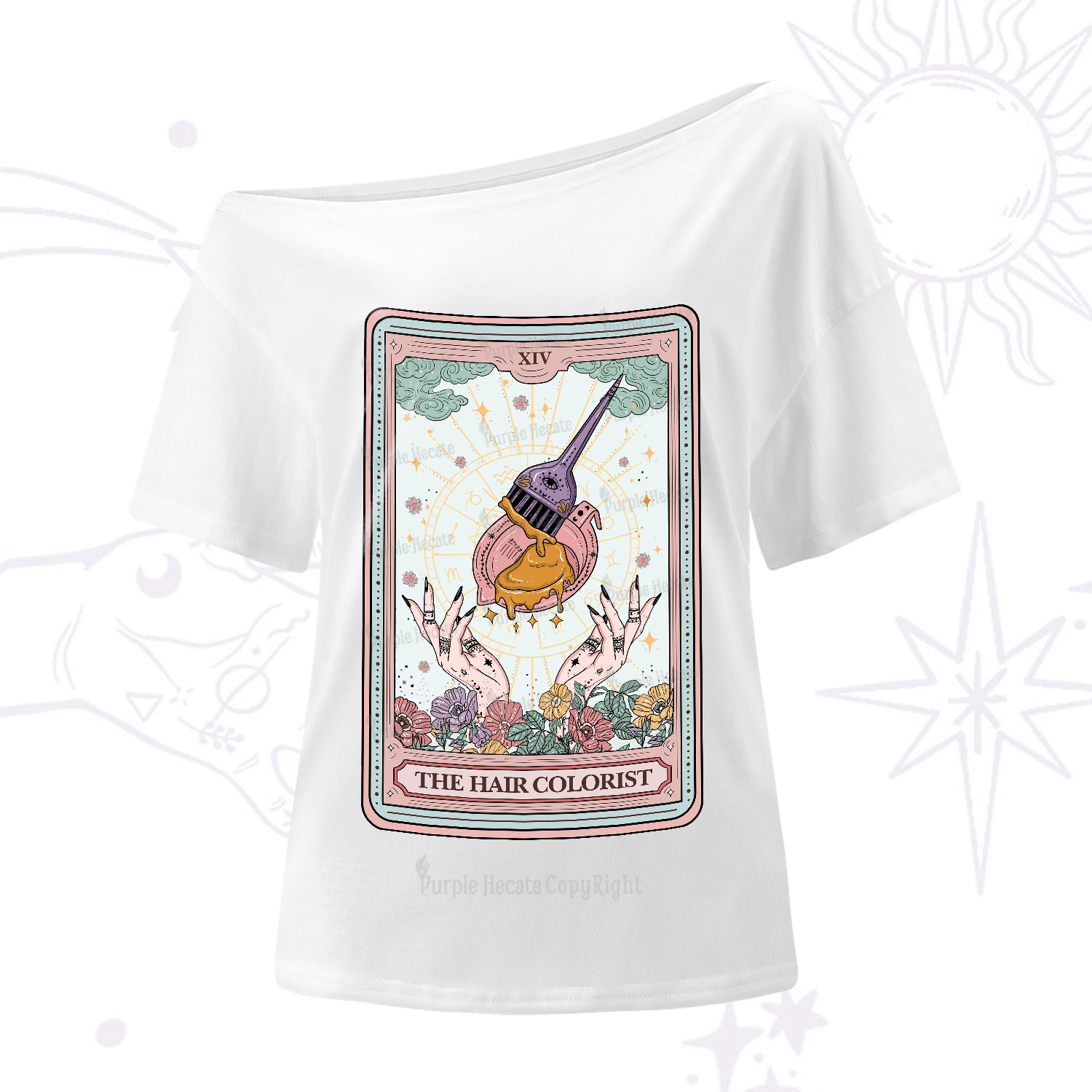 Purplehecate The Hail Colorist Tarot Card One-Shoulder T-Shirt