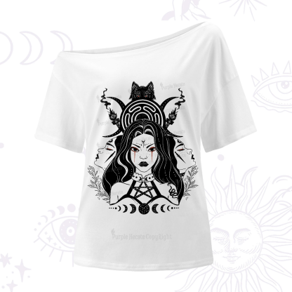 Purplehecate The Triple Moon Goddess Hecate One-Shoulder T-Shirt