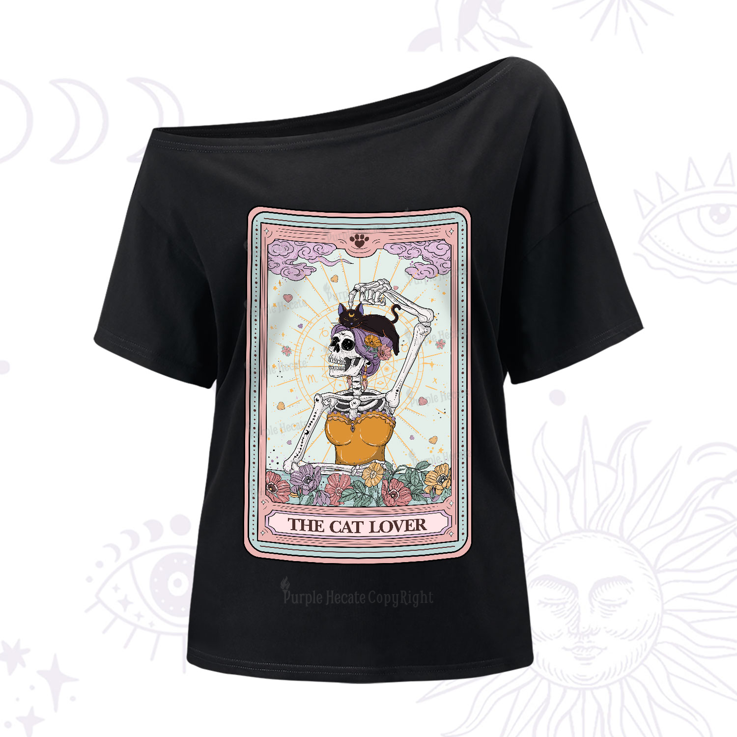 Purplehecate The Cat Lover Tarot One-Shoulder T-Shirt