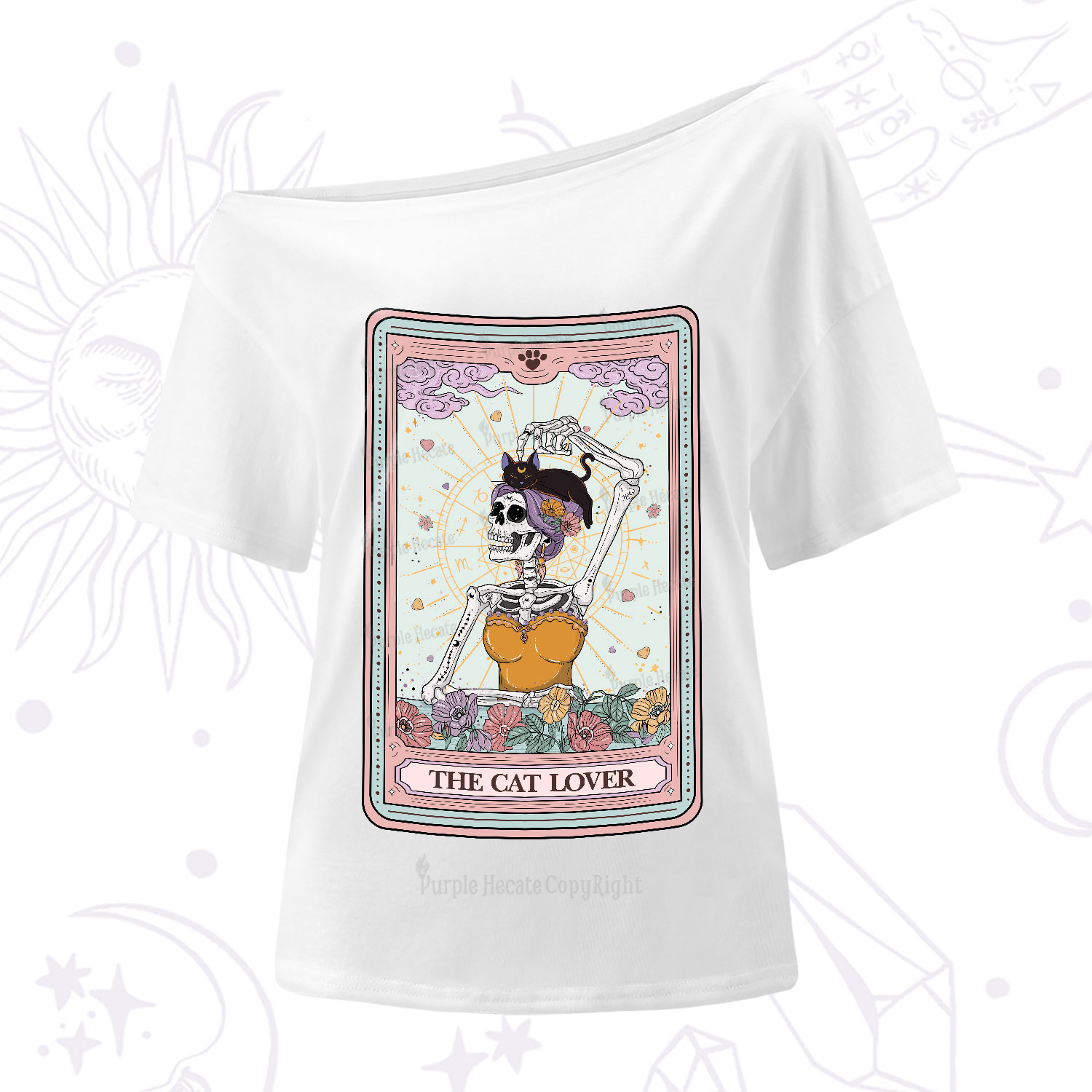 Purplehecate The Cat Lover Tarot One-Shoulder T-Shirt