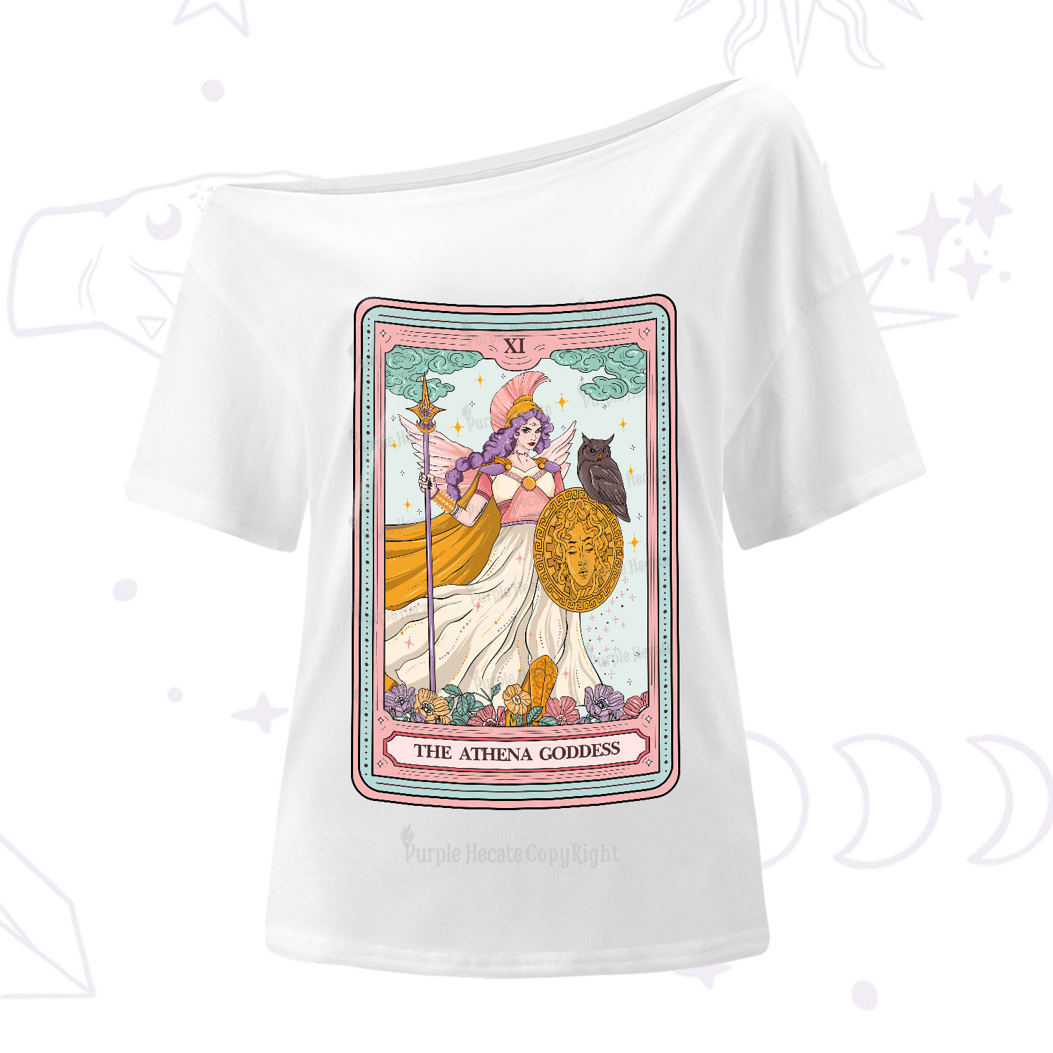 Purplehecate The Athena Goddess Tarot One-Shoulder T-Shirt