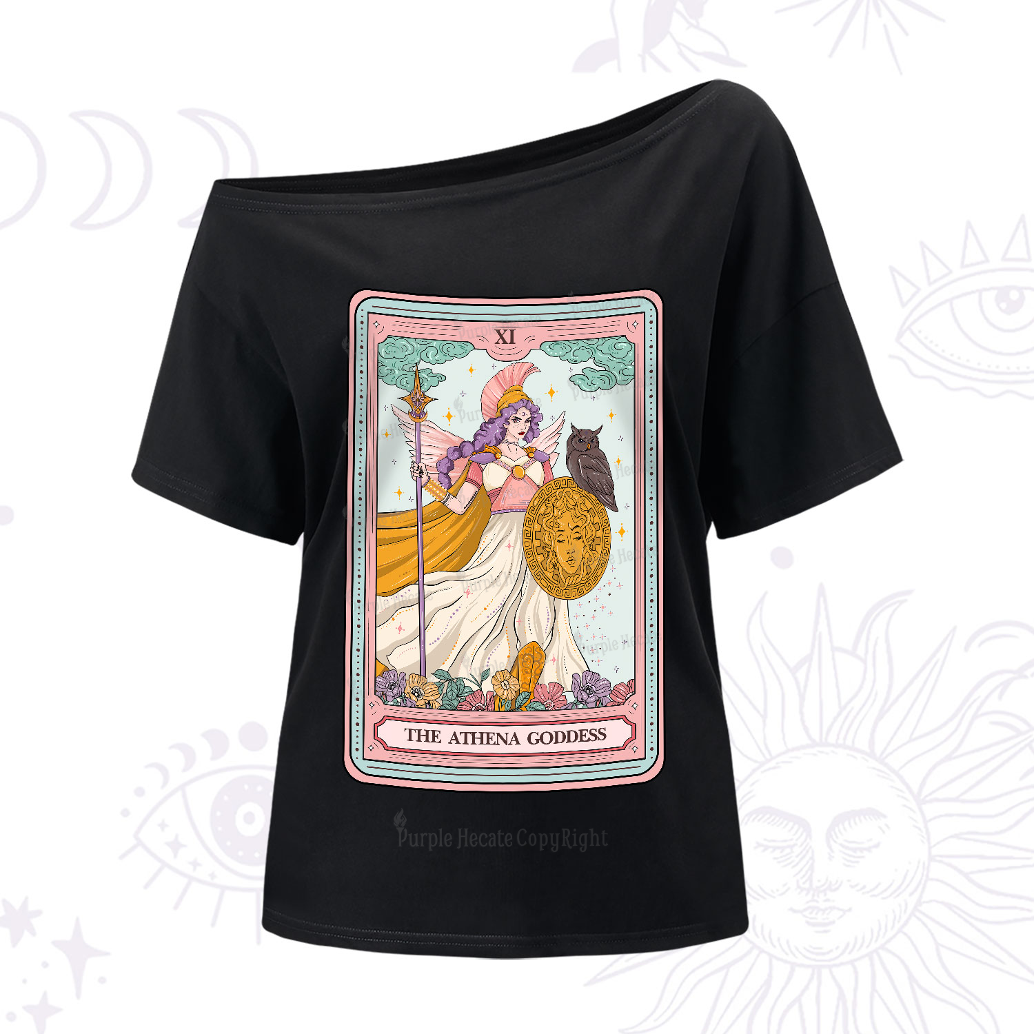 Purplehecate The Athena Goddess Tarot One-Shoulder T-Shirt