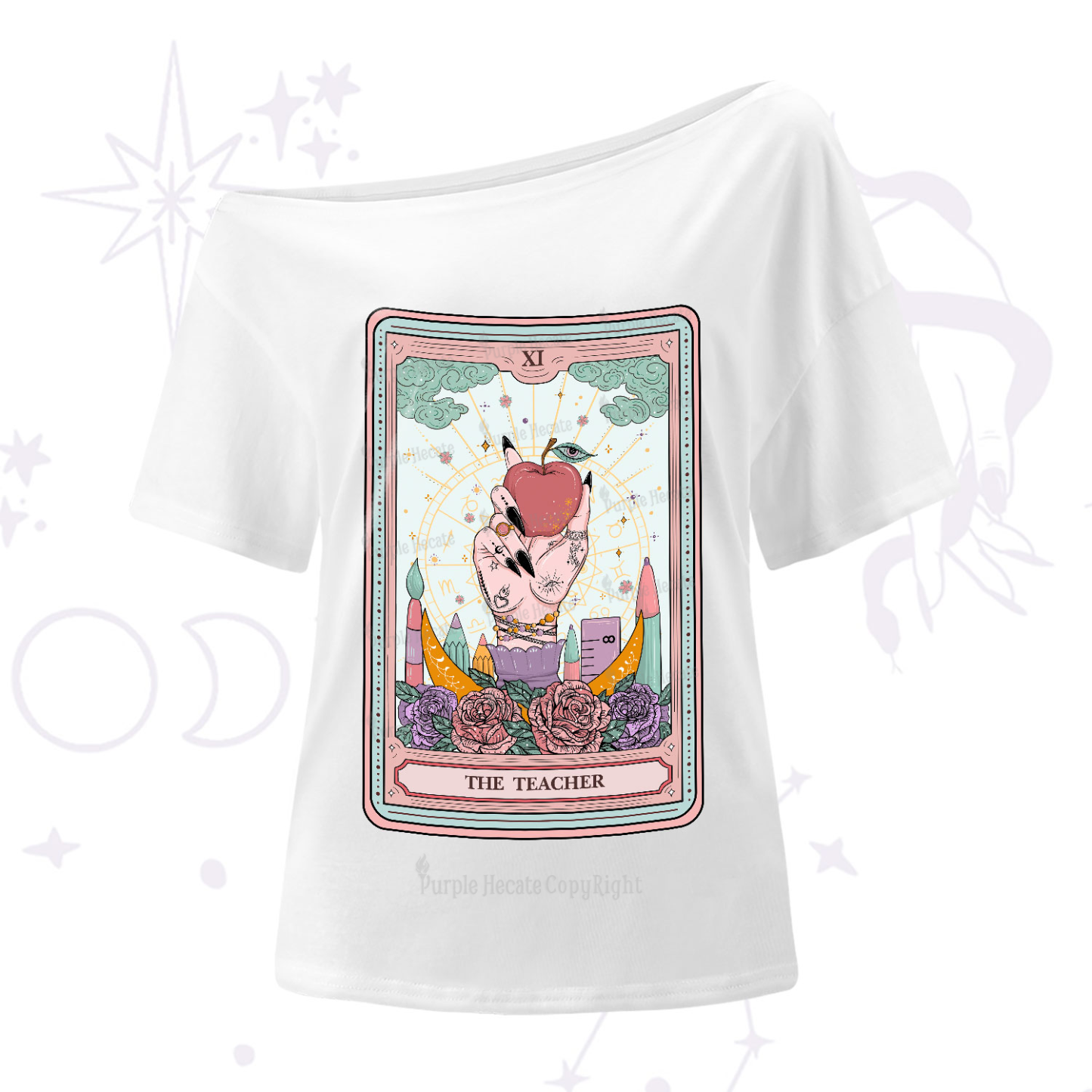 Purplehecate The Teacher Tarot One-Shoulder T-Shirt