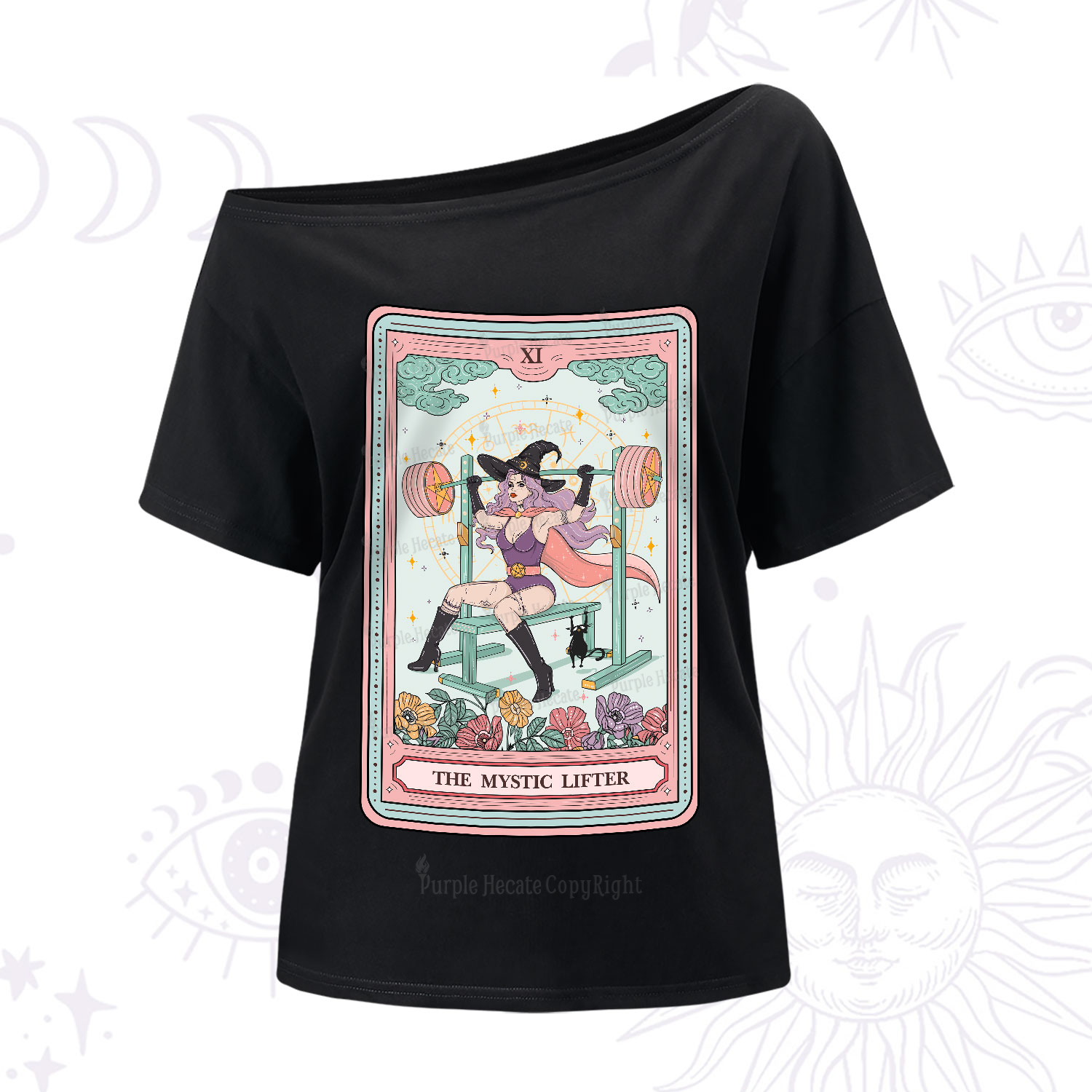 Purplehecate The Mystic Lifter Tarot One-Shoulder T-Shirt