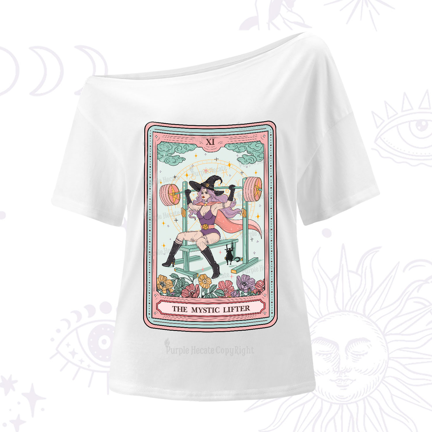 Purplehecate The Mystic Lifter Tarot One-Shoulder T-Shirt