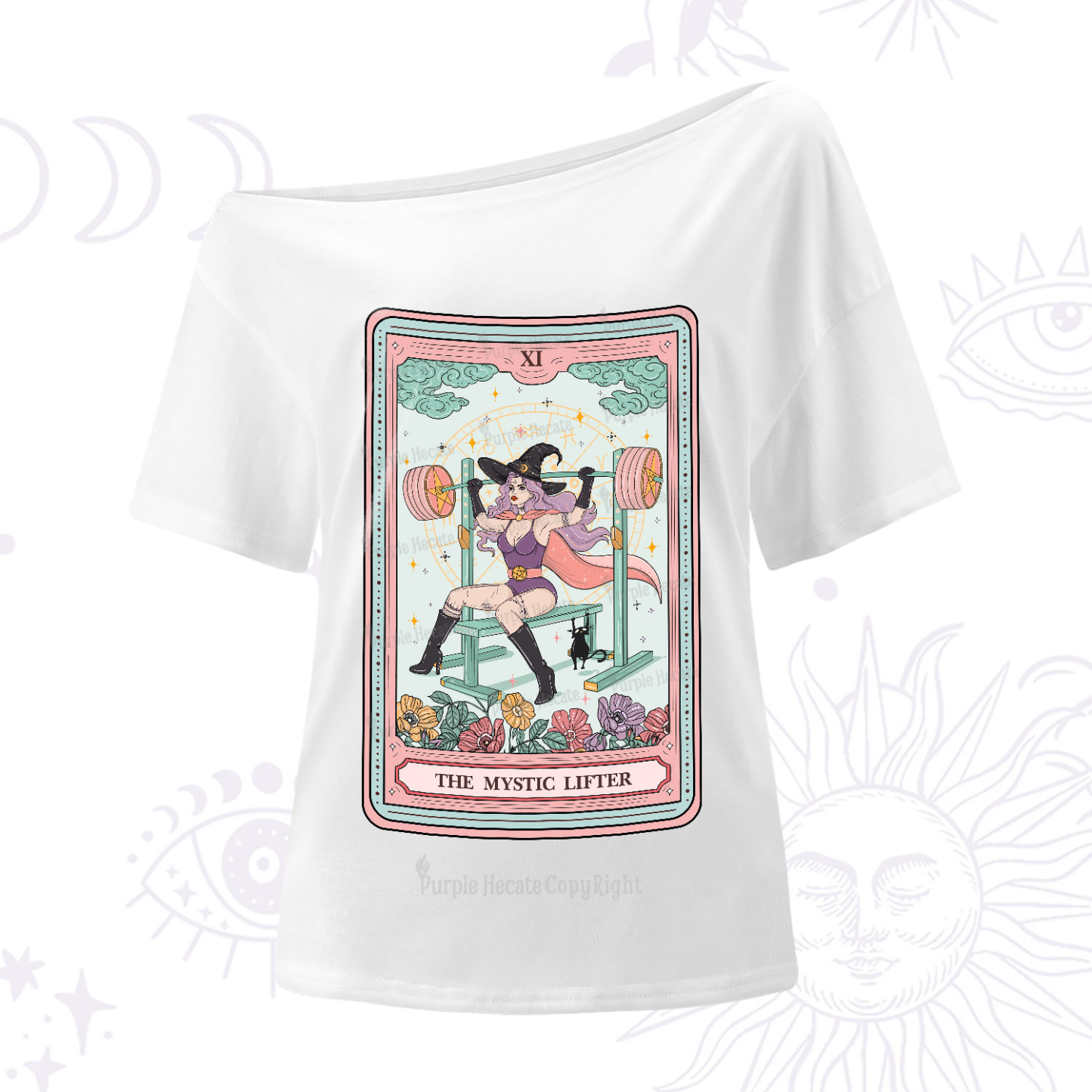 Purplehecate The Mystic Lifter Tarot One-Shoulder T-Shirt