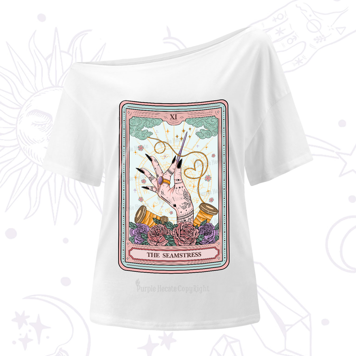 Purplehecate The Seamstress Tarot One-Shoulder T-Shirt