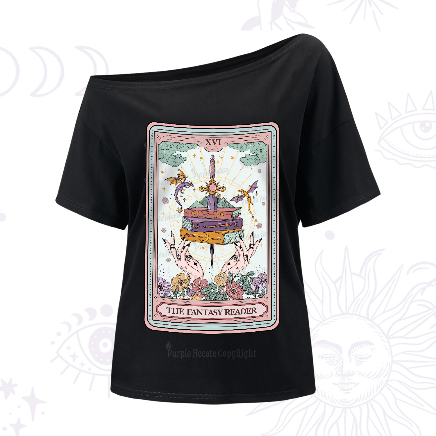 Purplehecate The Fantasy Reader Tarot One-Shoulder T-Shirt