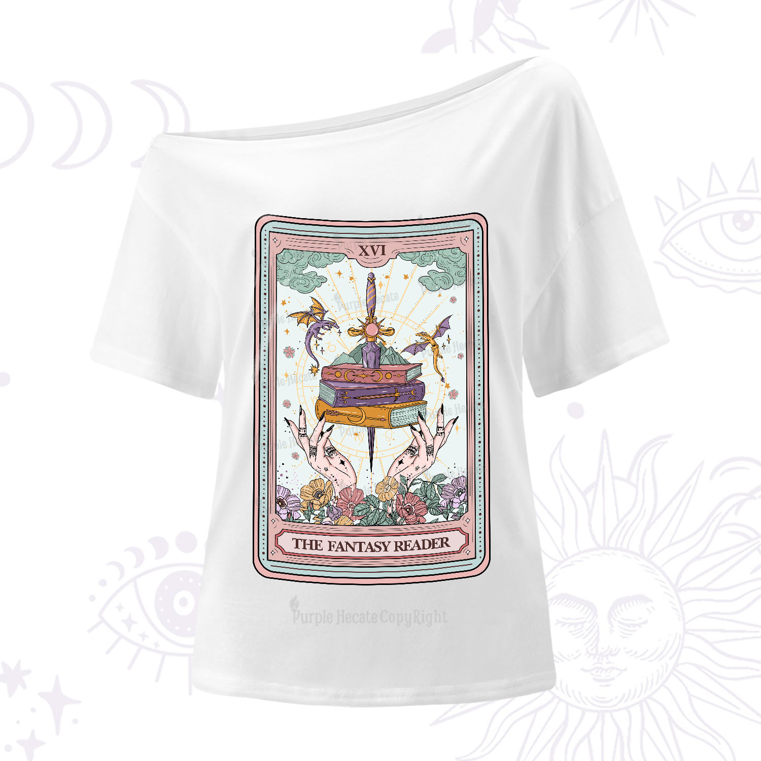 Purplehecate The Fantasy Reader Tarot One-Shoulder T-Shirt