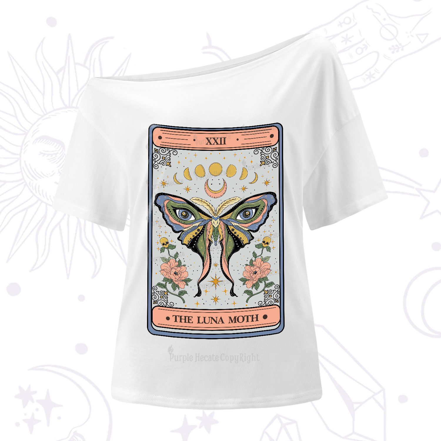 Purplehecate The Luna Moth Tarot One-Shoulder T-Shirt