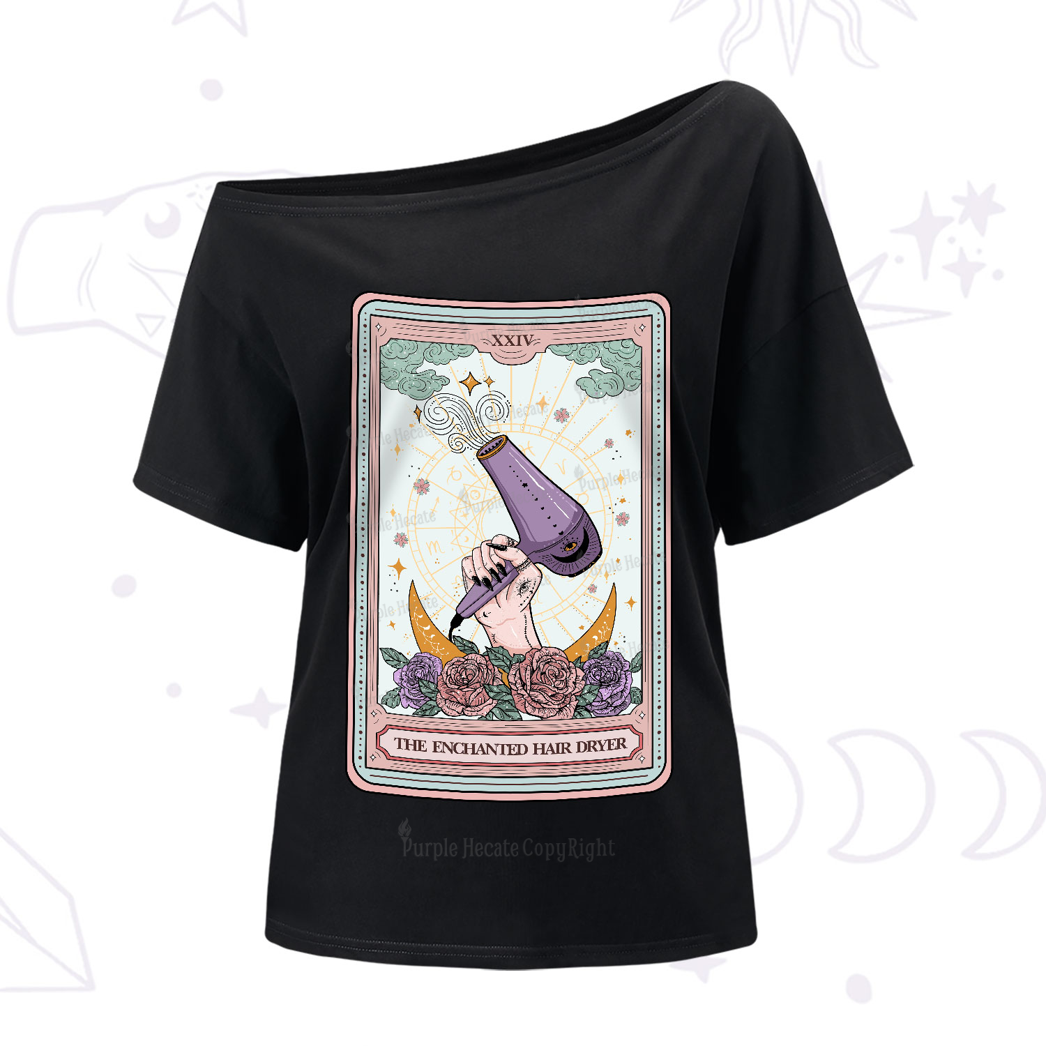 Purplehecate The Enchanted Hair Dryer Tarot One-Shoulder T-Shirt