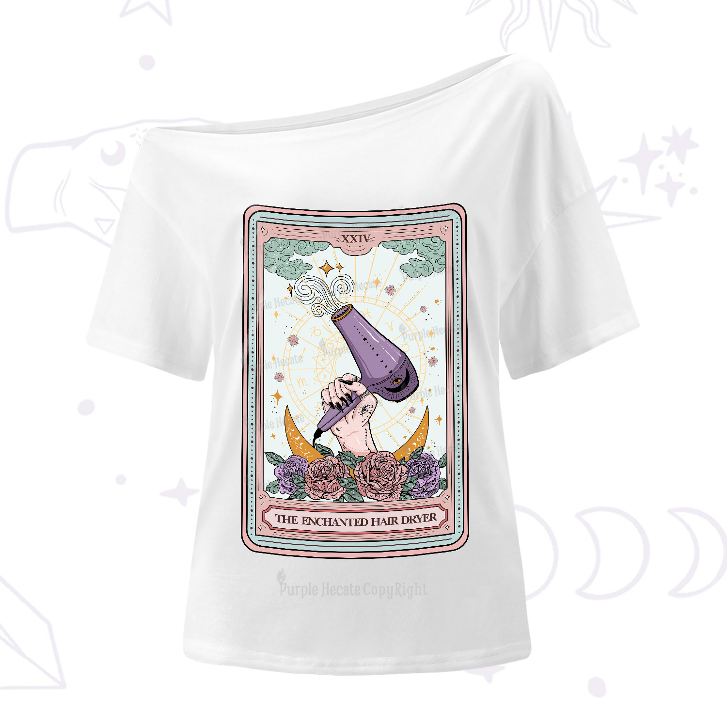 Purplehecate The Enchanted Hair Dryer Tarot One-Shoulder T-Shirt