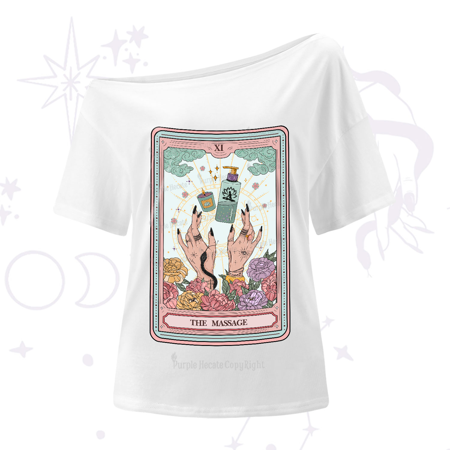 Purplehecate The Massage Tarot One-Shoulder T-Shirt
