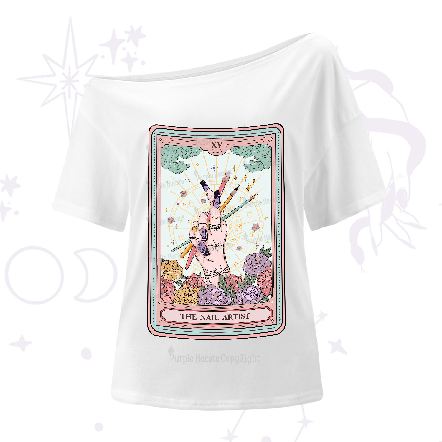 Purplehecate The Enchanted Nail Artist Tarot Card One-Shoulder T-Shirt
