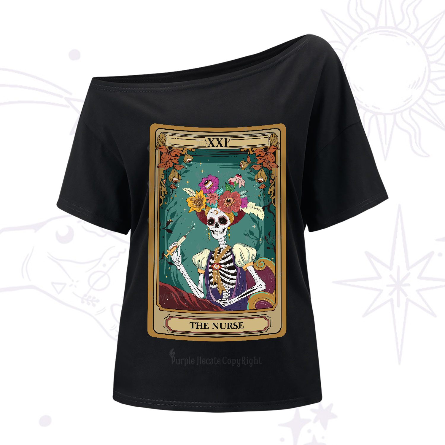 Purplehecate The Nurse Funny Tarot Card One-Shoulder T-Shirt