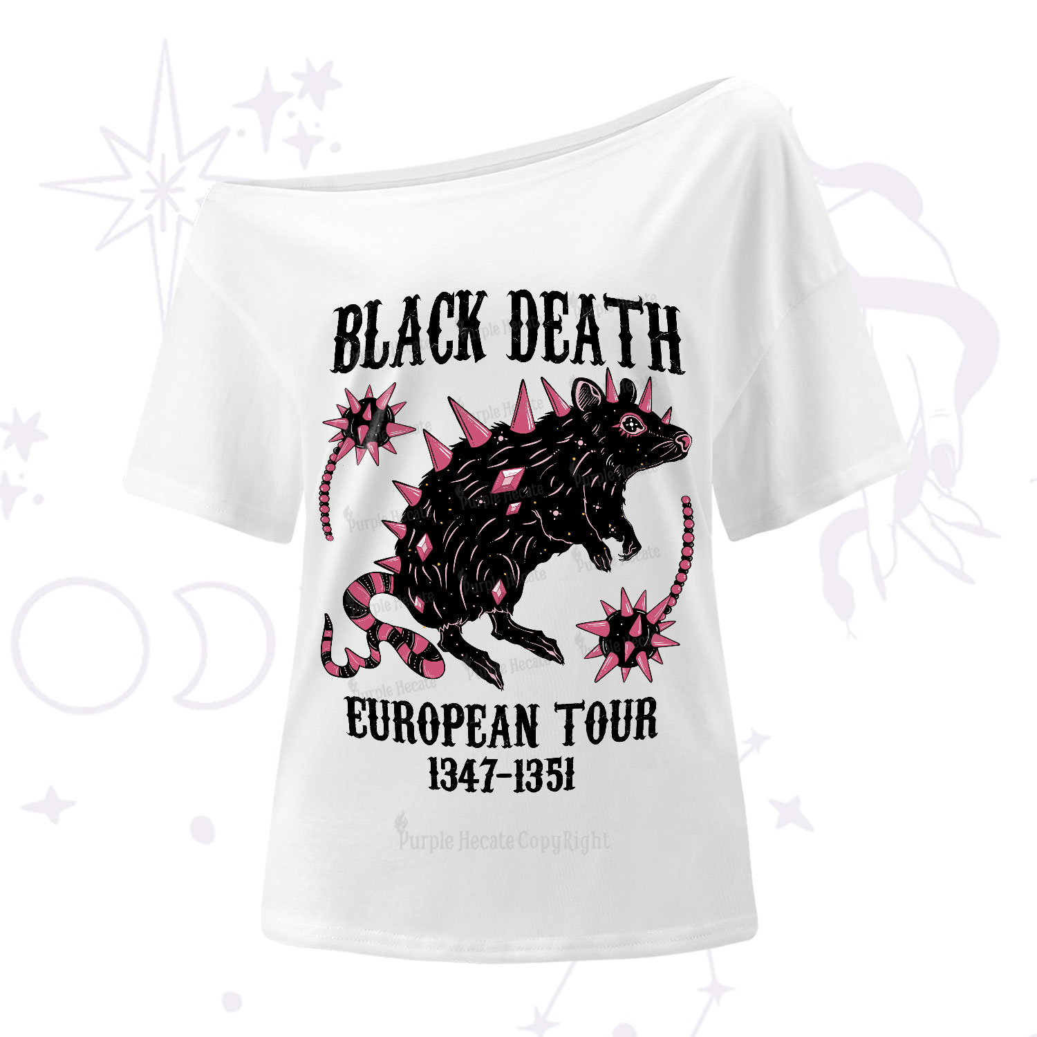 Purplehecate Black Death One-Shoulder T-Shirt