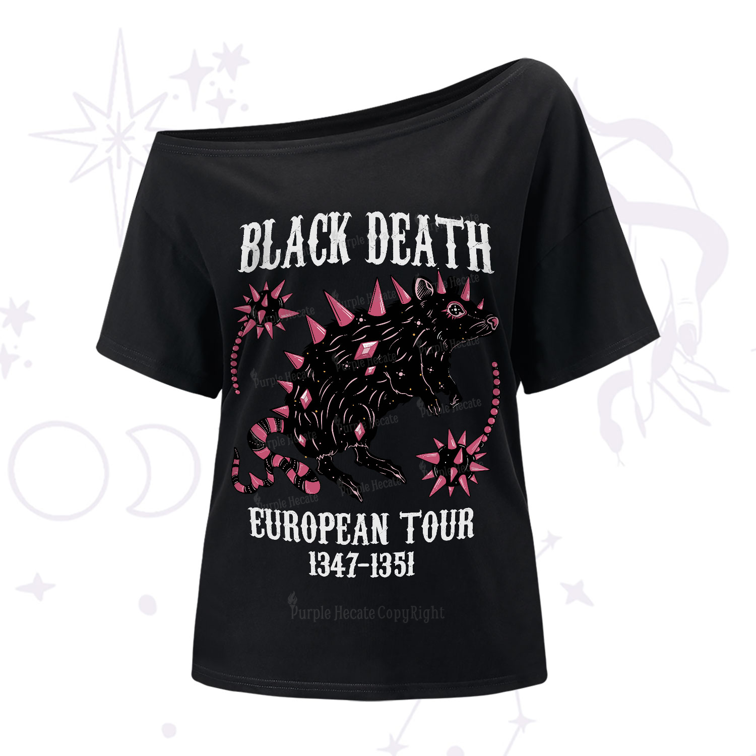 Purplehecate Black Death One-Shoulder T-Shirt