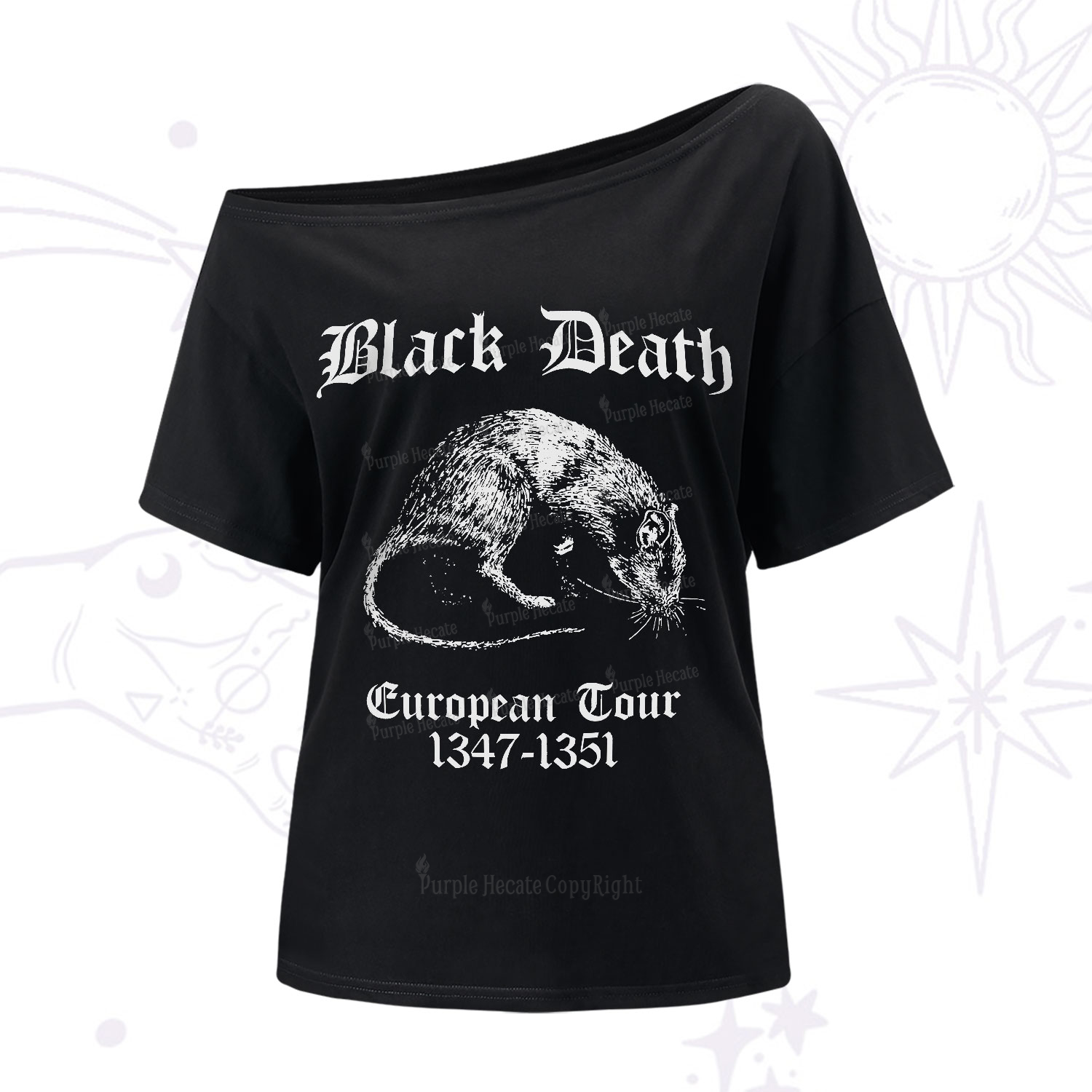 Purplehecate Black Death European Tour One-Shoulder T-Shirt