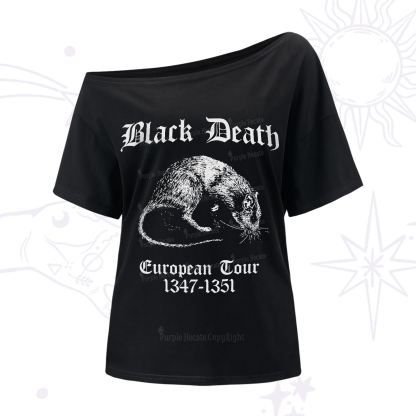 Purplehecate Black Death European Tour One-Shoulder T-Shirt