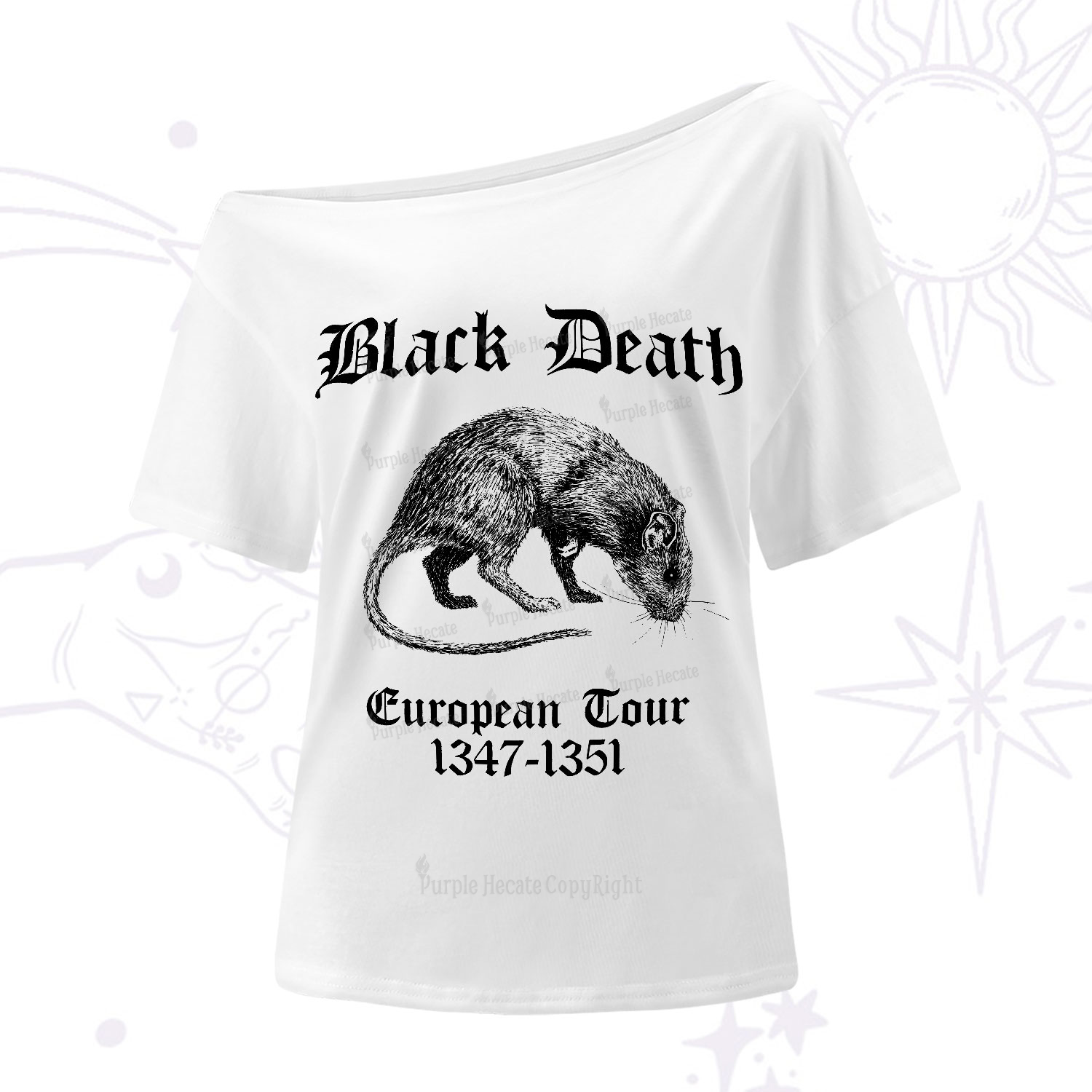 Purplehecate Black Death European Tour One-Shoulder T-Shirt