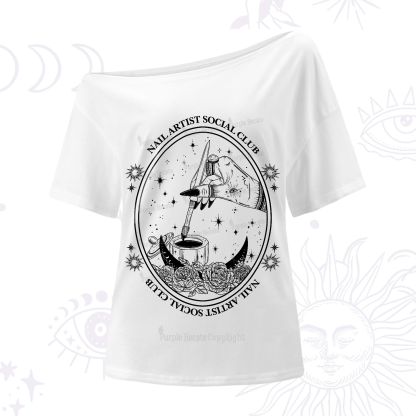 Purplehecate Nail Artist Social Club One-Shoulder T-Shirt