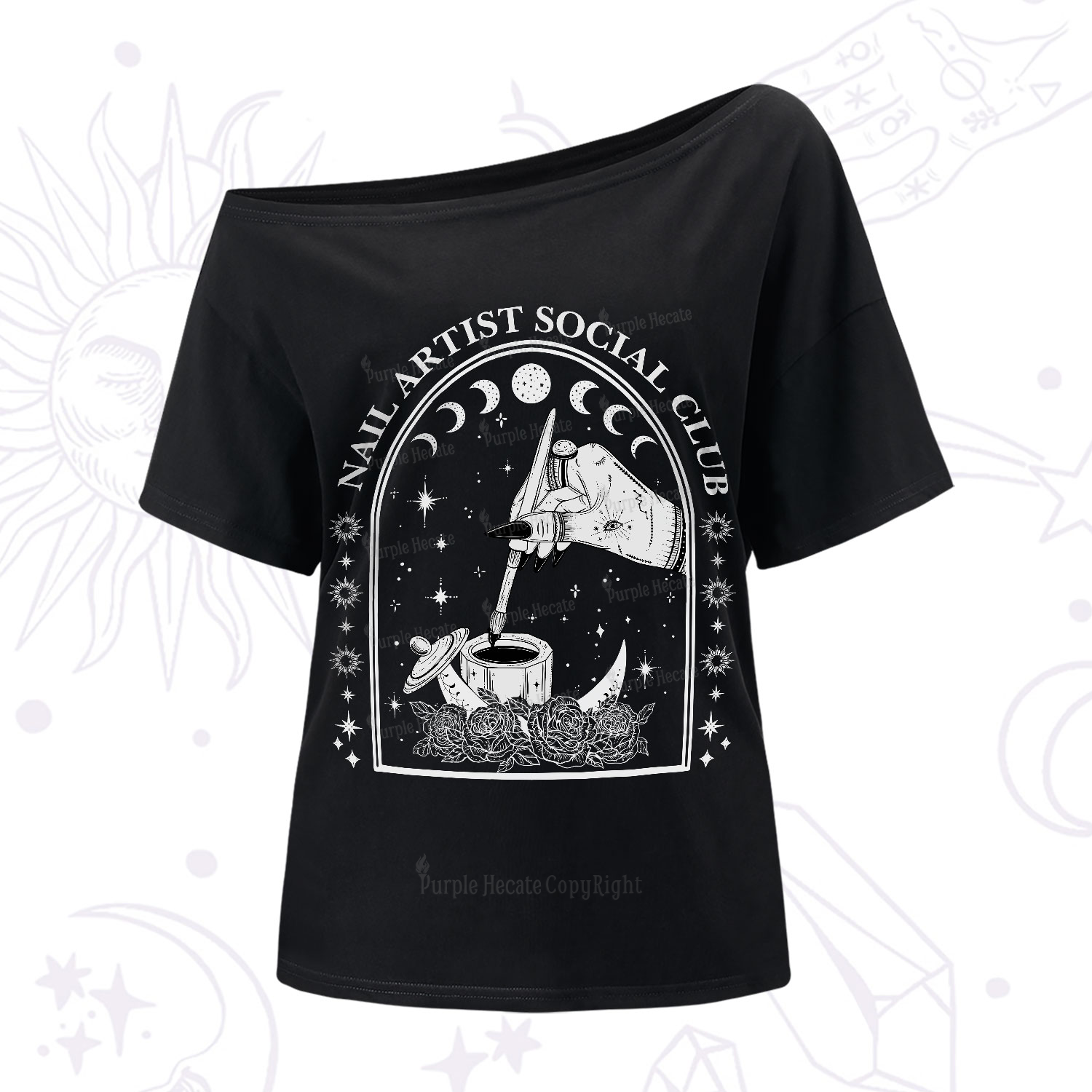Purplehecate Nail Artist Club Collective One-Shoulder T-Shirt