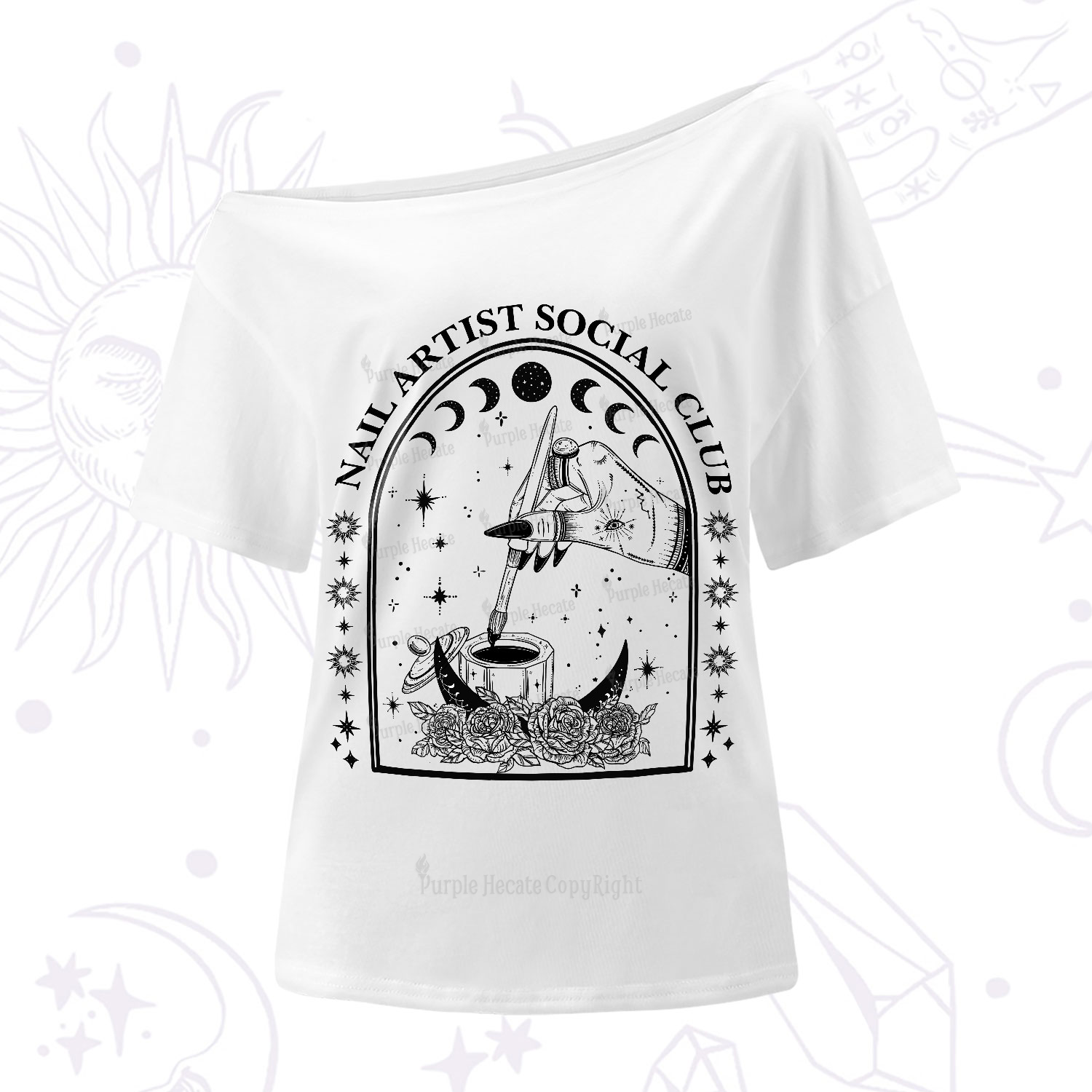 Purplehecate Nail Artist Club Collective One-Shoulder T-Shirt