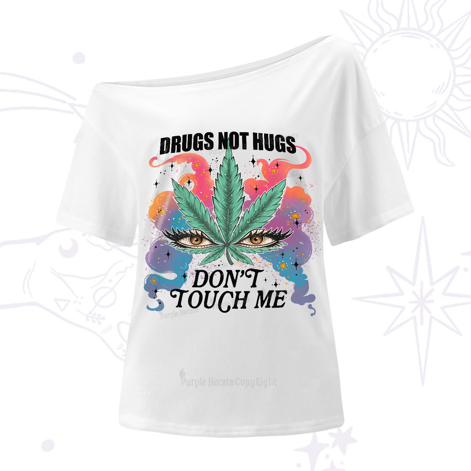 Purplehecate Drugs Not Hugs One-Shoulder T-Shirt