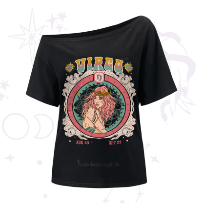 Purplehecate Virgo Cosmic Zodiac One-Shoulder T-Shirt