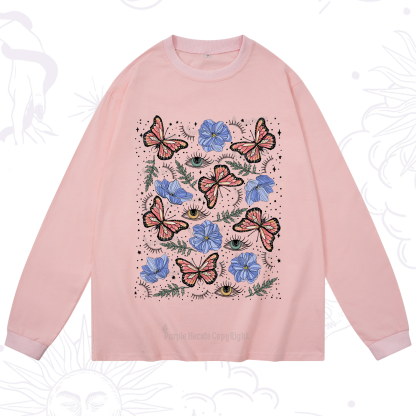Purplehecate Butterfly Floral Long Sleeve T-Shirt