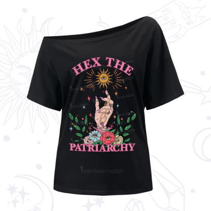 Purplehecate Hex The Patriarchy Witchy One-Shoulder T-Shirt
