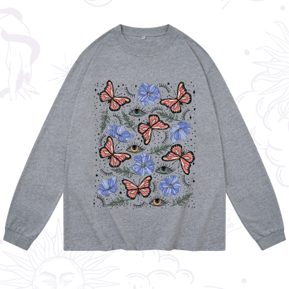 Purplehecate Butterfly Floral Long Sleeve T-Shirt