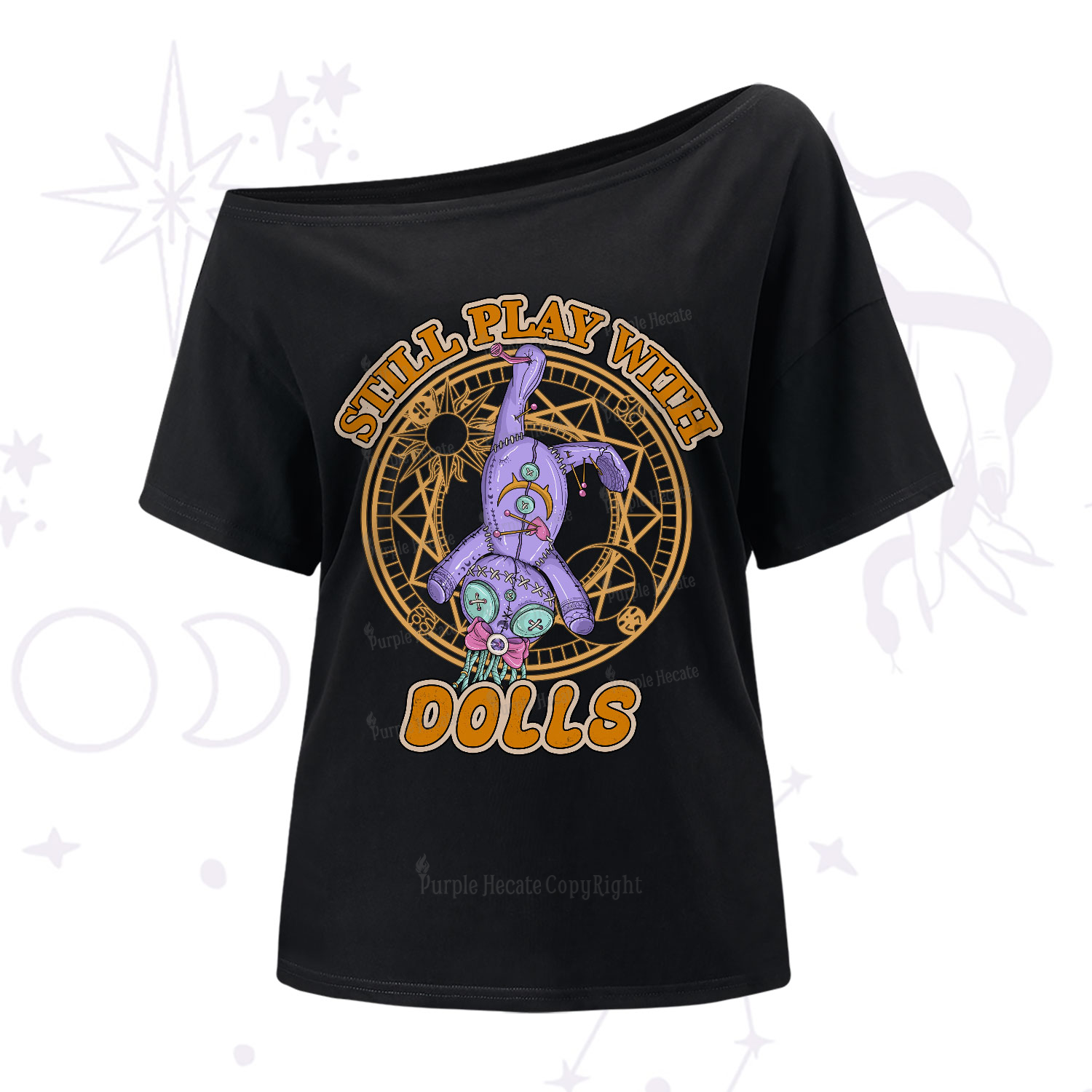 Purplehecate Still Plays With Dolls One-Shoulder T-Shirt