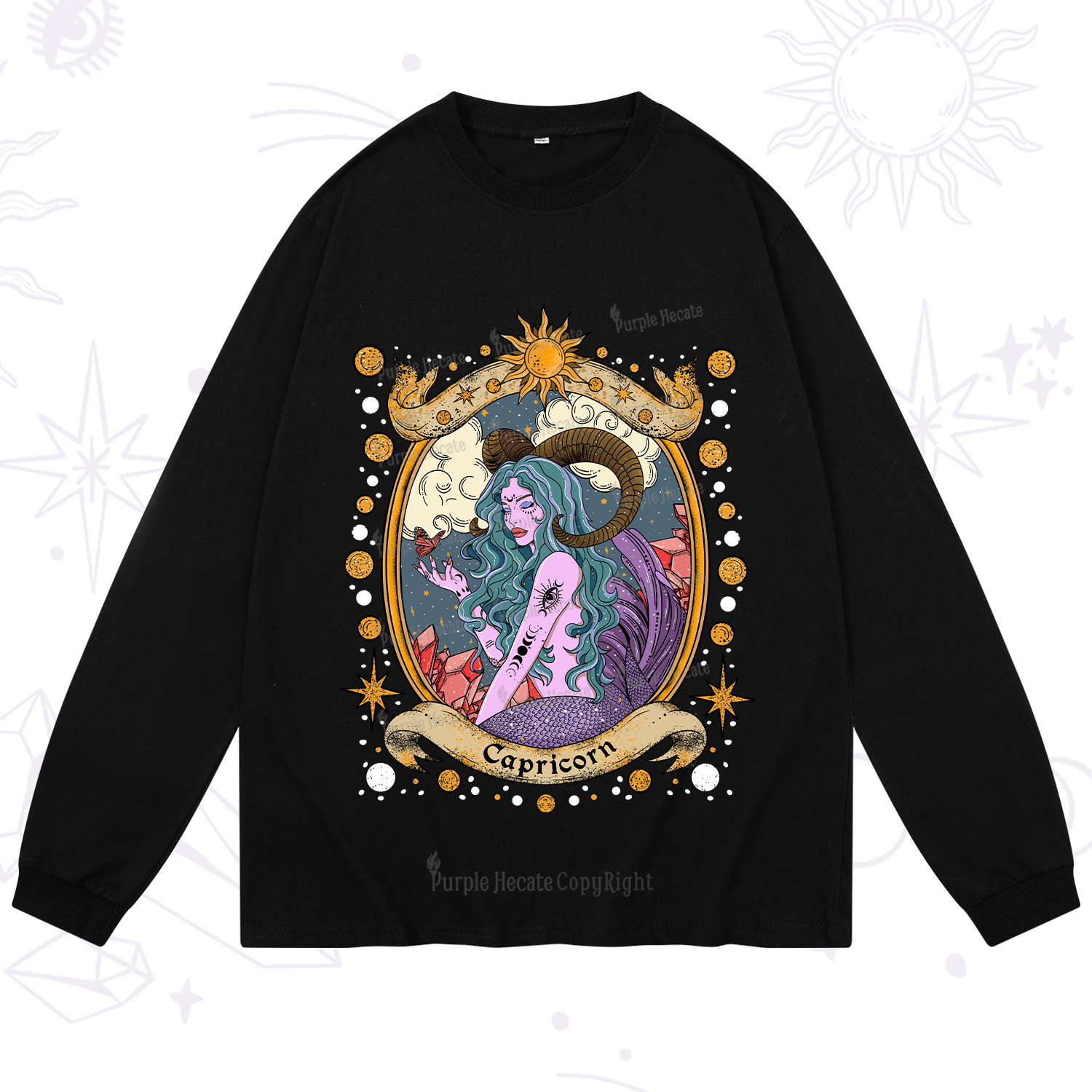 Purplehecate Capricorn Radiance Zodiac Long Sleeve T-Shirt