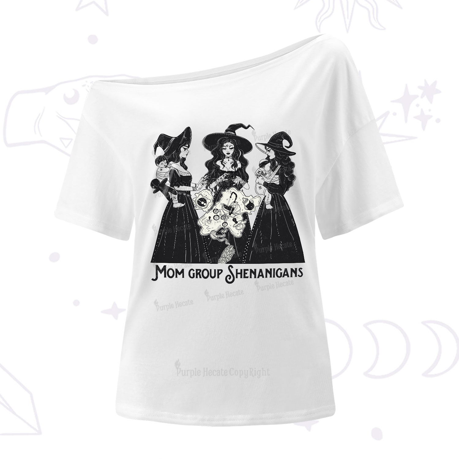 Purplehecate Mom Group Shenanigans One-Shoulder T-Shirt