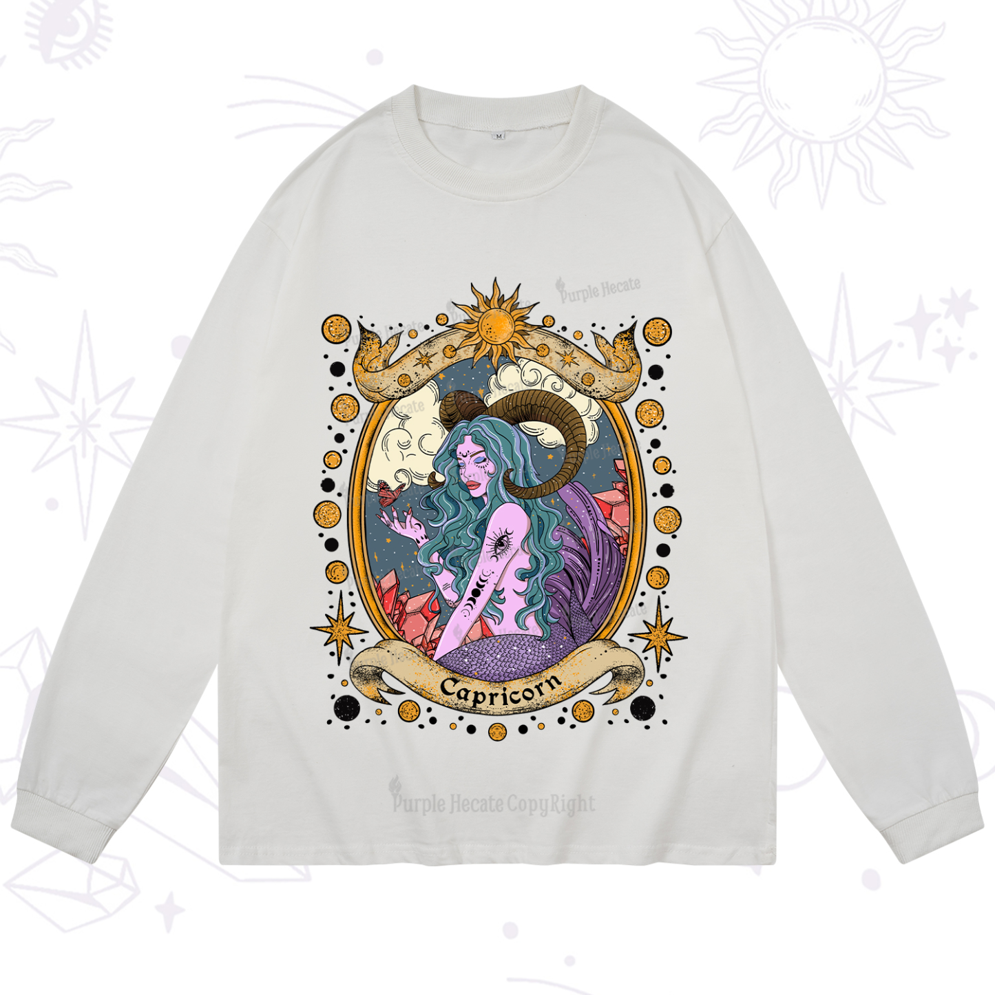 Purplehecate Capricorn Radiance Zodiac Long Sleeve T-Shirt